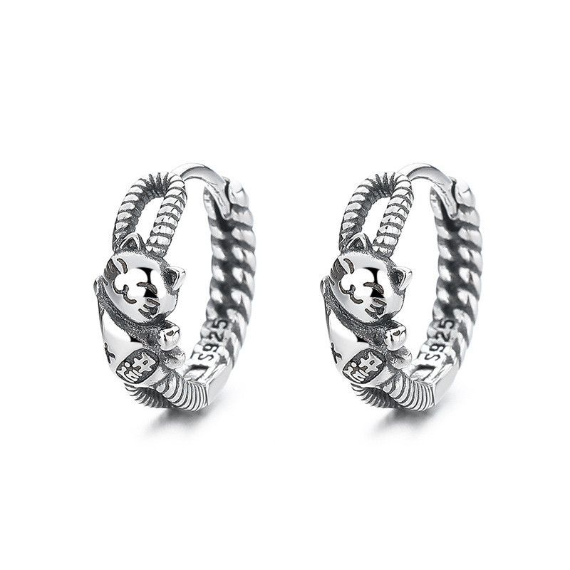 Jewelry × Sterling Silver Punk Earrings One Pairs Chrome Jewelry Size ONE SIZE - 6 Thumbnail