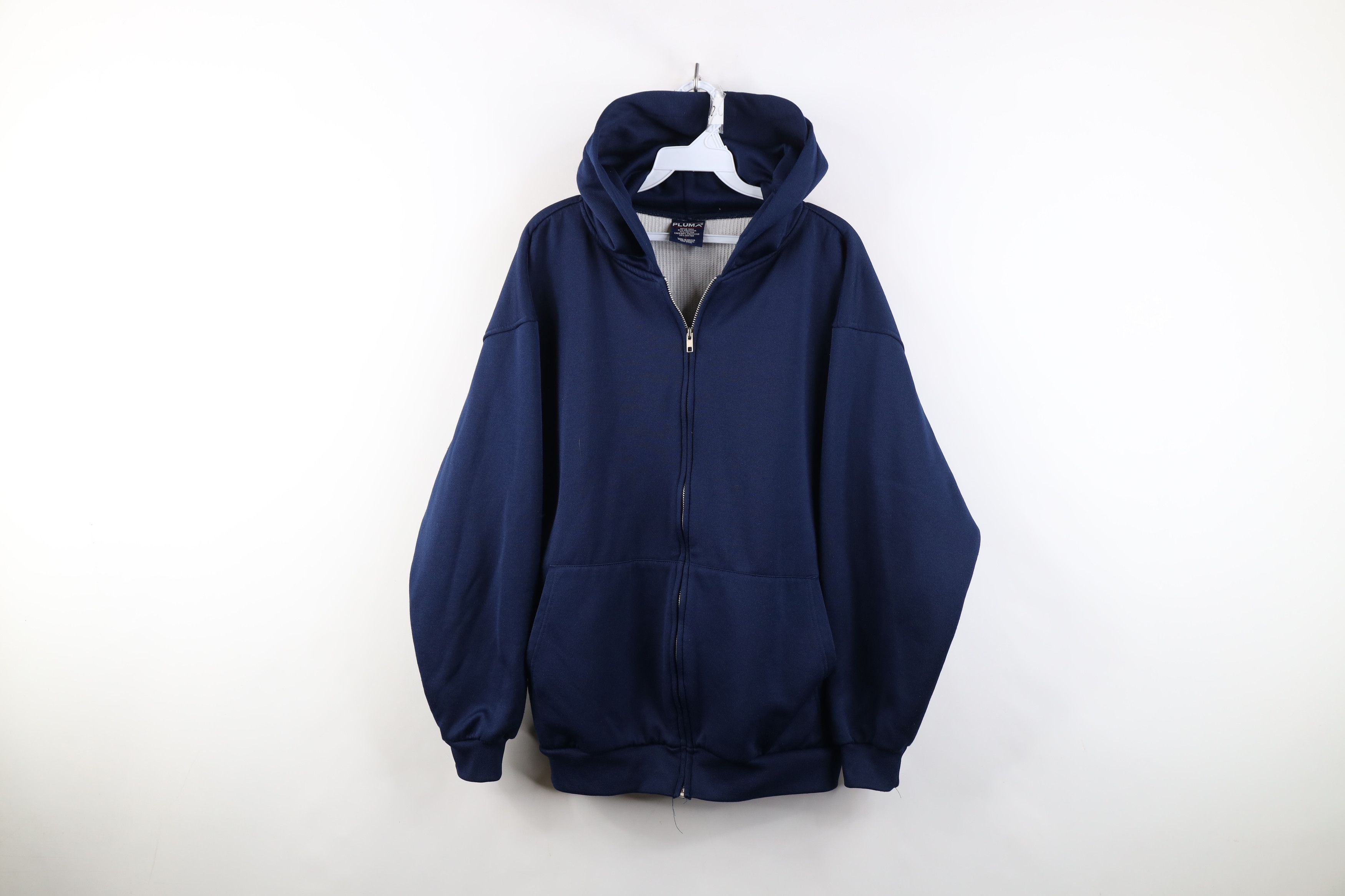 Vintage Vintage 90s Streetwear Waffle Knit Lined Full Zip Hoodie Size US L / EU 52-54 / 3 - 1 Thumbnail