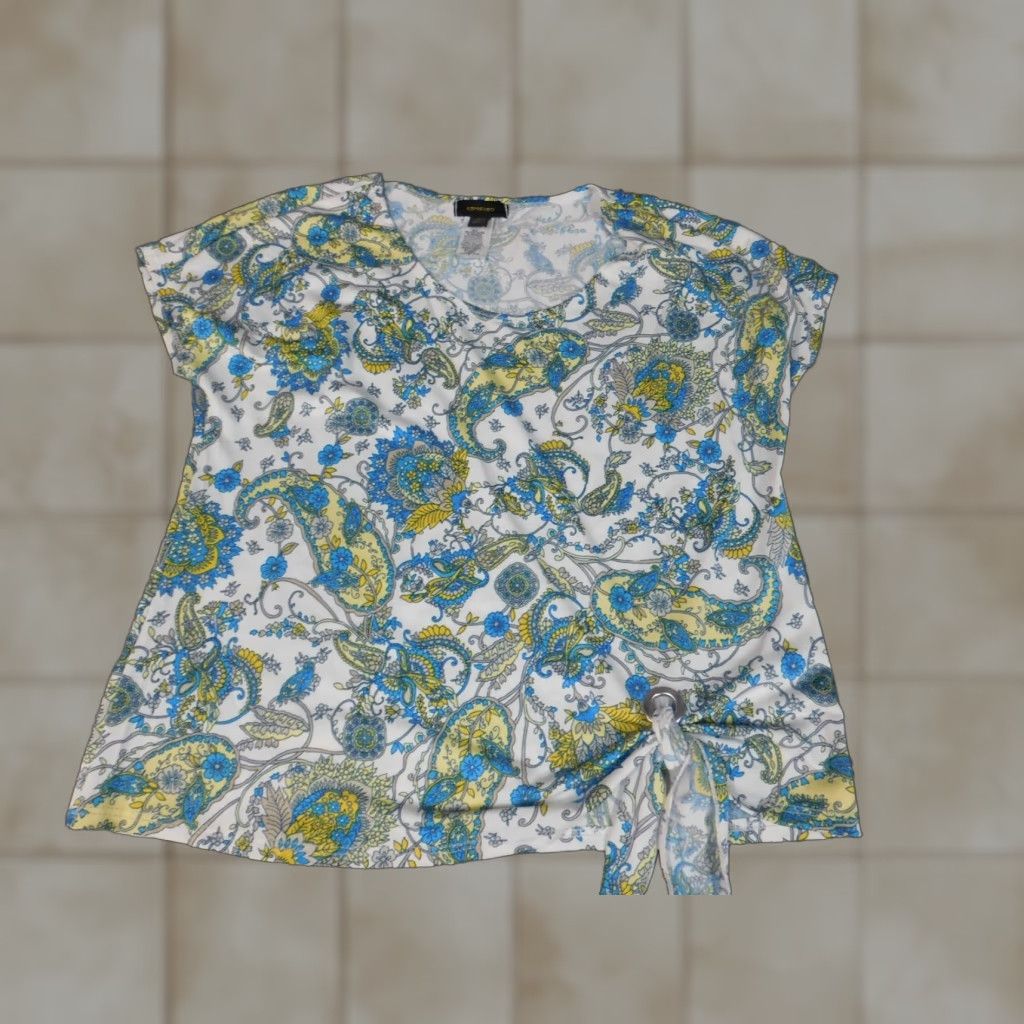 Vintage Espresso Blouse Womens Small Green floral pullover Size S / US 4 / IT 40 - 1 Thumbnail
