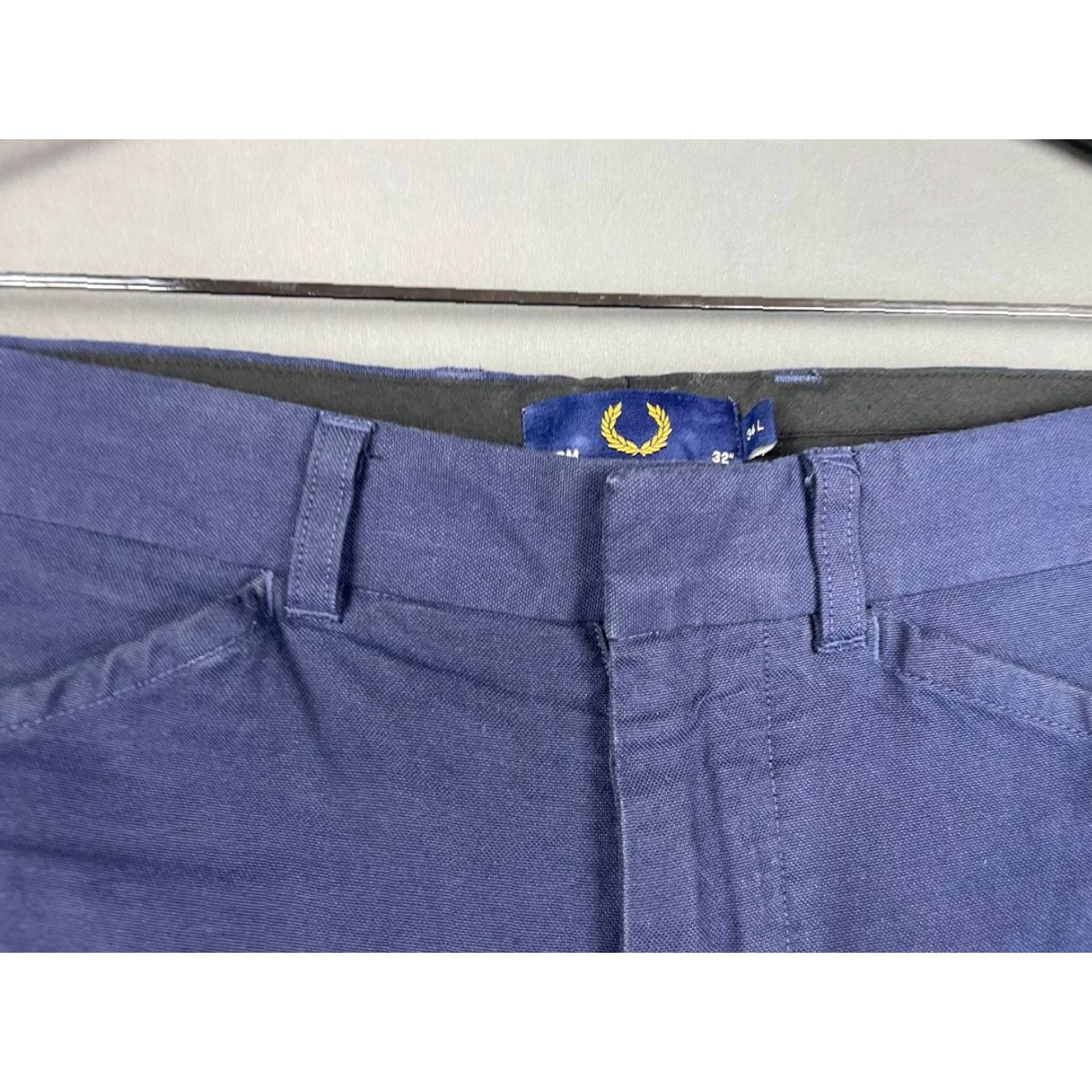 Fred Perry Fred Perry Mens Casual Pants Size L Blue Cotton Belt Loop High Rise Regular Size US 33 - 4 Thumbnail
