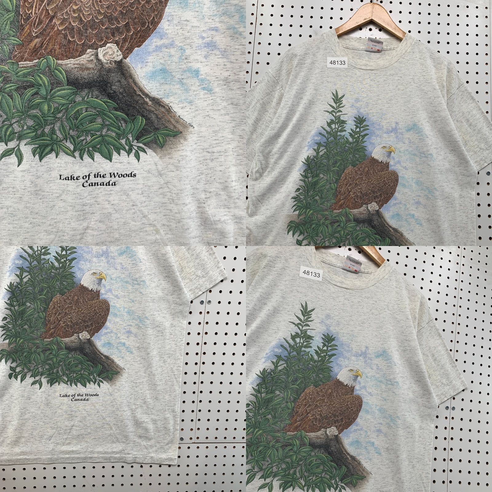 Vintage VINTAGE Eagle Nature T Shirt Mens L Gray Lake Of The Woods Canada Single Stitch Size US L / EU 52-54 / 3 - 8 Thumbnail