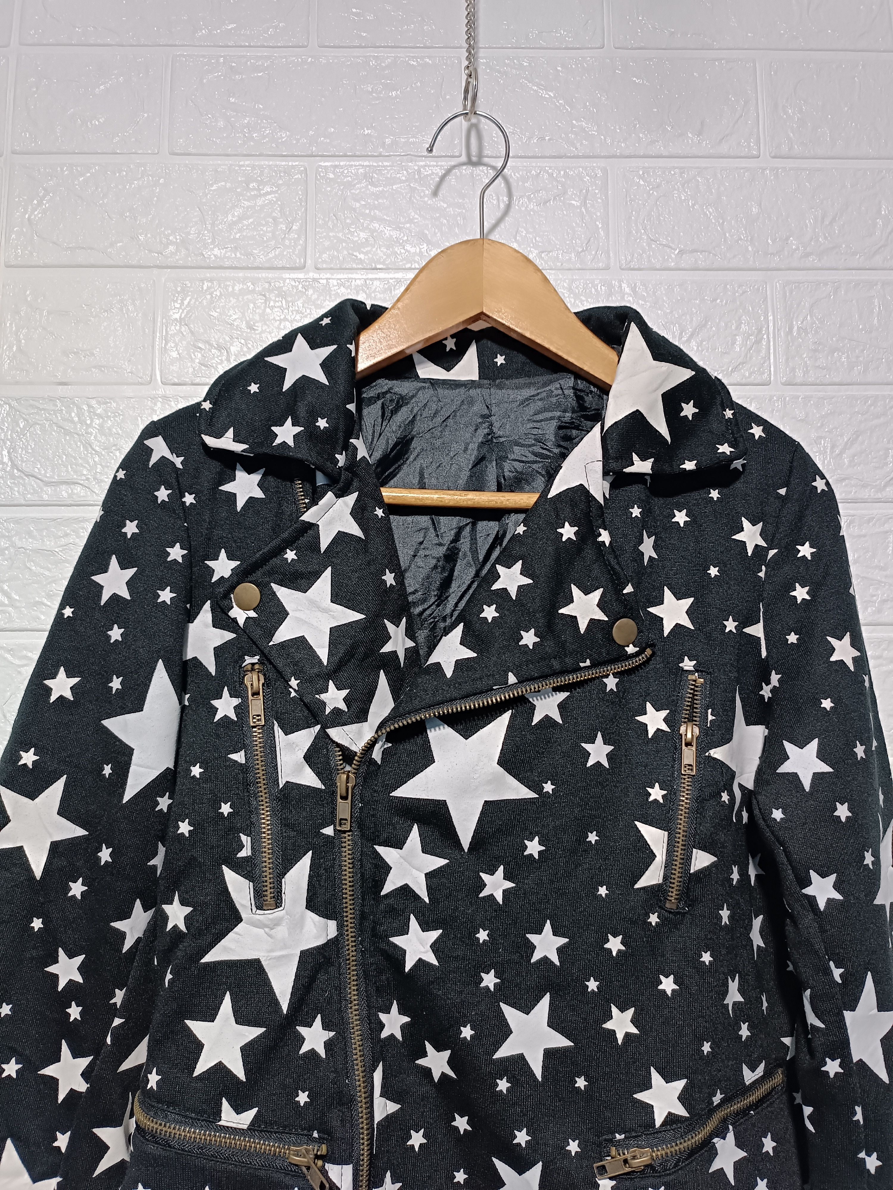 Japanese Brand Vintage Biker Jacket Double Layer Star Print Size M / US 6-8 / IT 42-44 - 3 Thumbnail