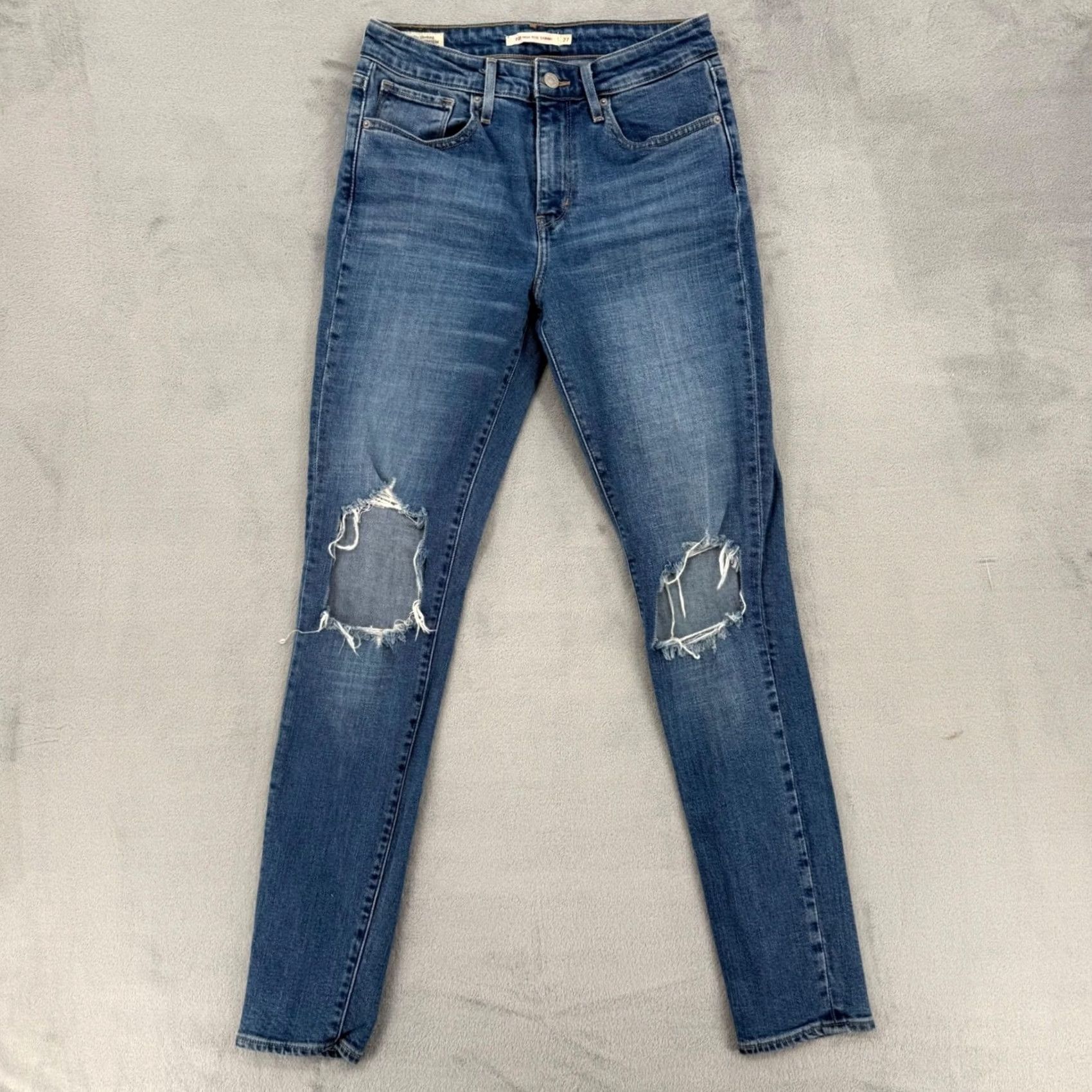 Levi's Levi's Premium 721 High Rise Skinny Distressed Blue Jeans Womens Size 27 Size 27" / US 4 / IT 40 - 2 Thumbnail