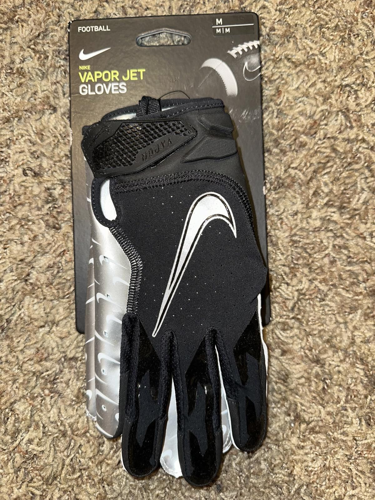 Nike Nike Vapor Jet 6.0 Football Black/Silver Gloves Size ONE SIZE - 1 Thumbnail