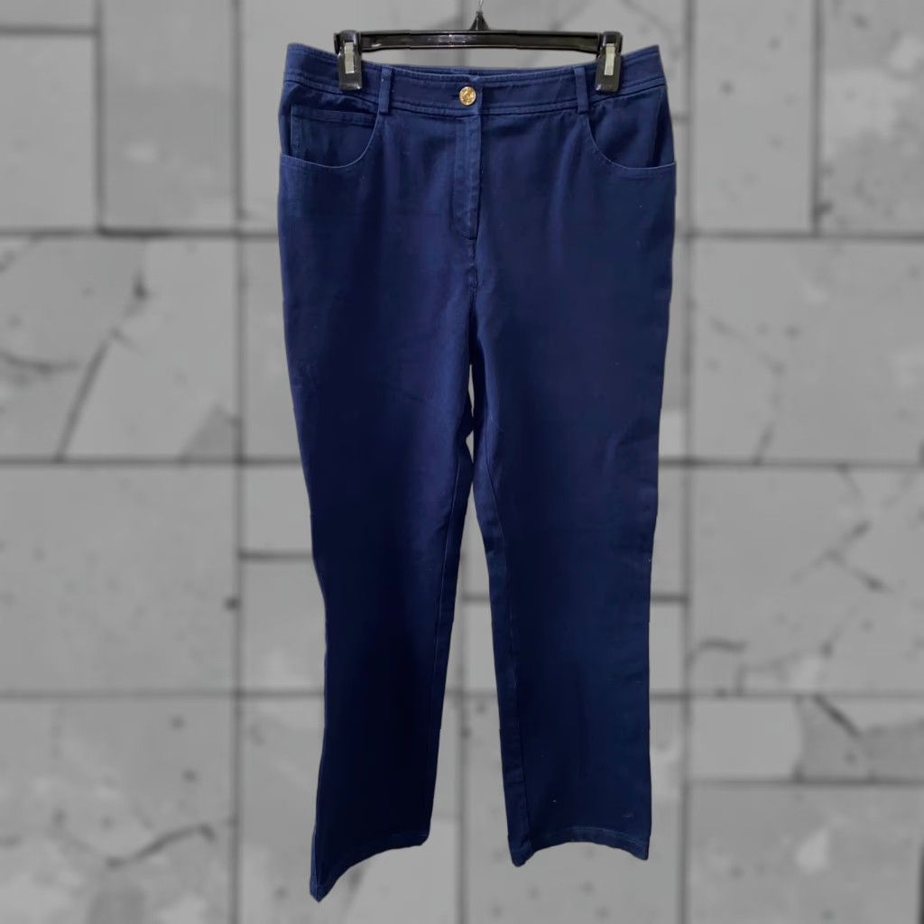 St. John St. John Womens Dark Blue Zip Fly Casual Pants Size 8 - Regular Inseam 31 in - Cotton Flat Front Womens Pants Size 24" / US 00 / IT 34 - 1 Thumbnail