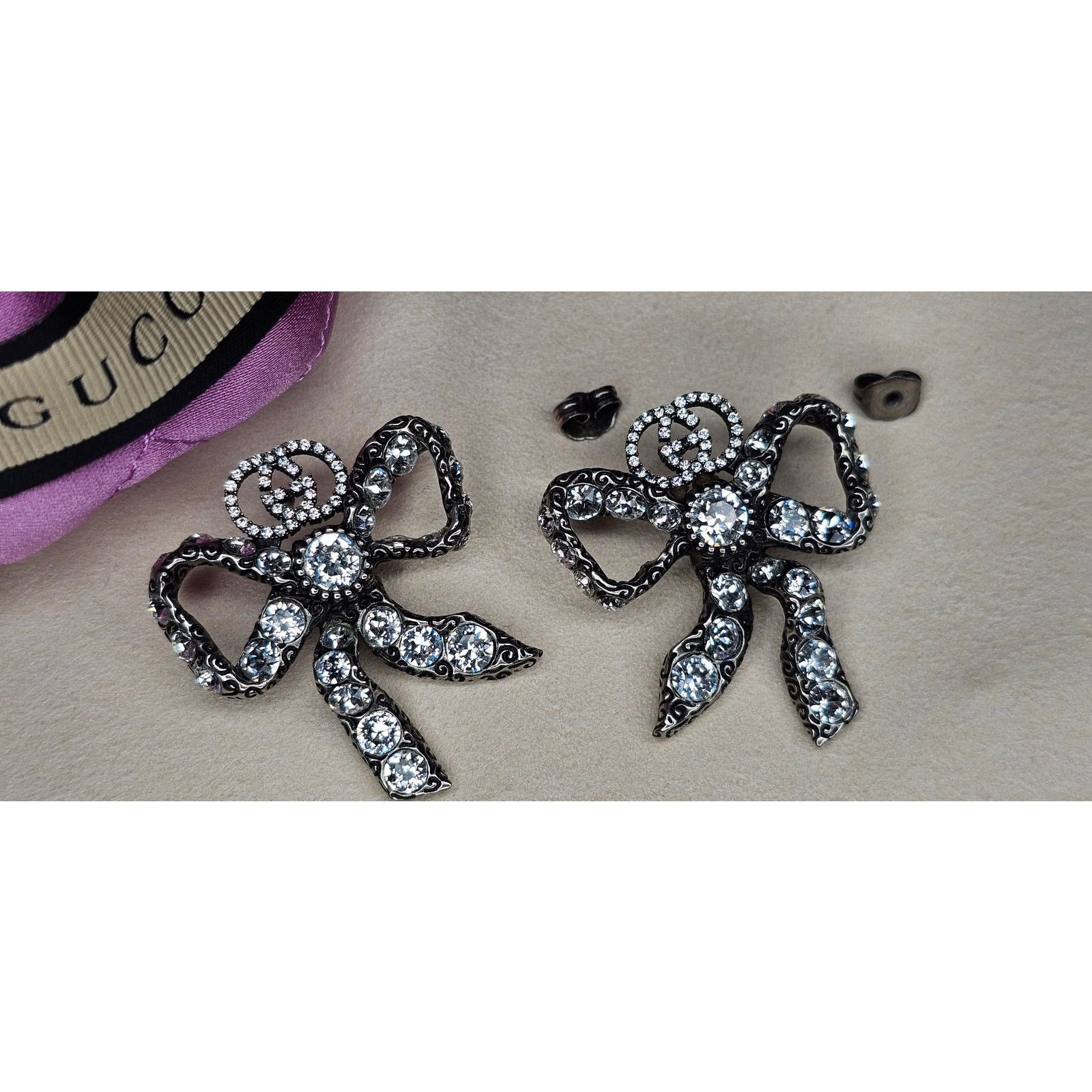 Gucci Gucci Silver Crystal Bow Earring Size ONE SIZE - 5 Thumbnail