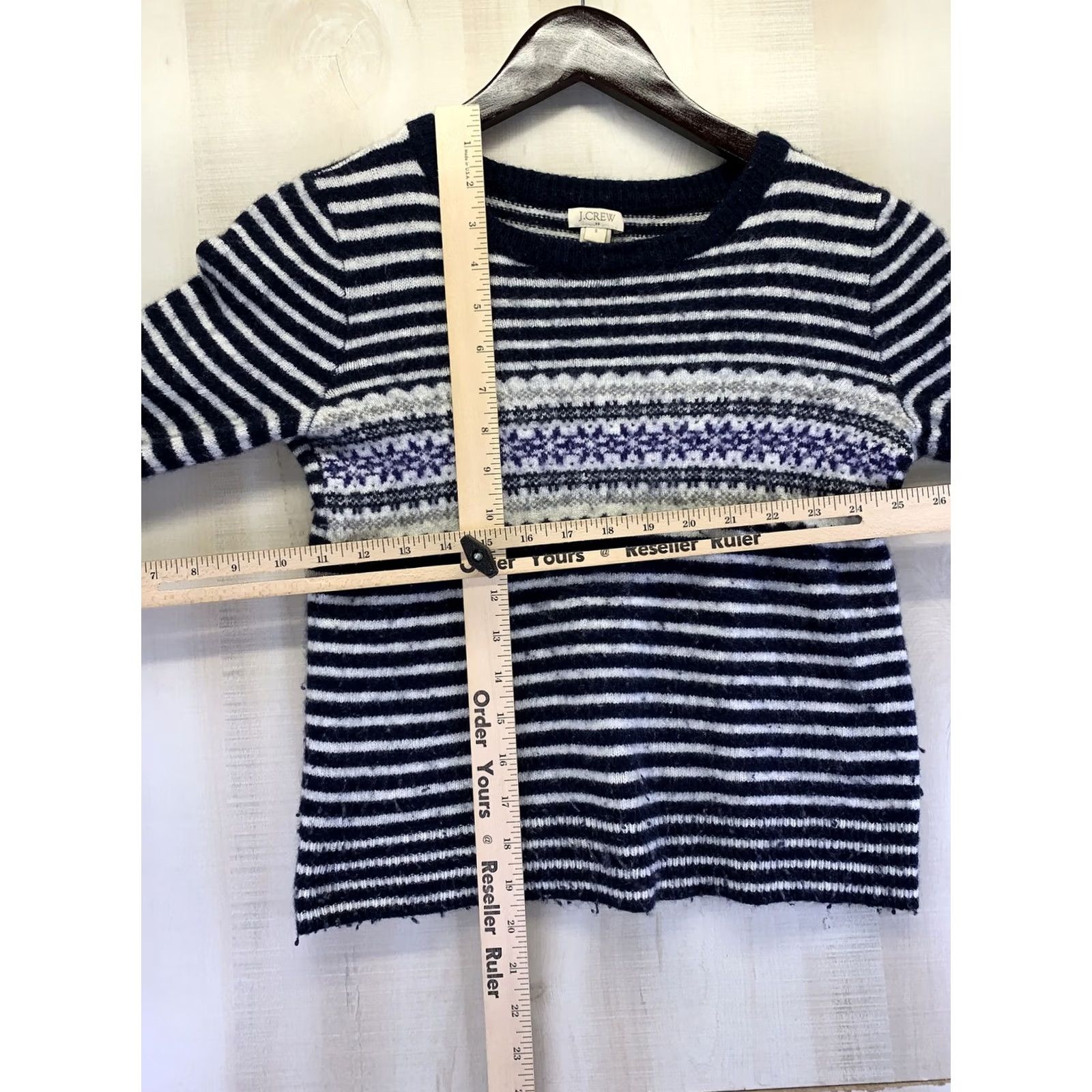 J.Crew J.CREW Womens Size Small Snowflake Design Knit Wool Cropped Sweater Size S-6582 Pullover Slim Winter Fall Wool, Nyol, Acrylic Size S / US 4 / IT 40 - 3 Thumbnail