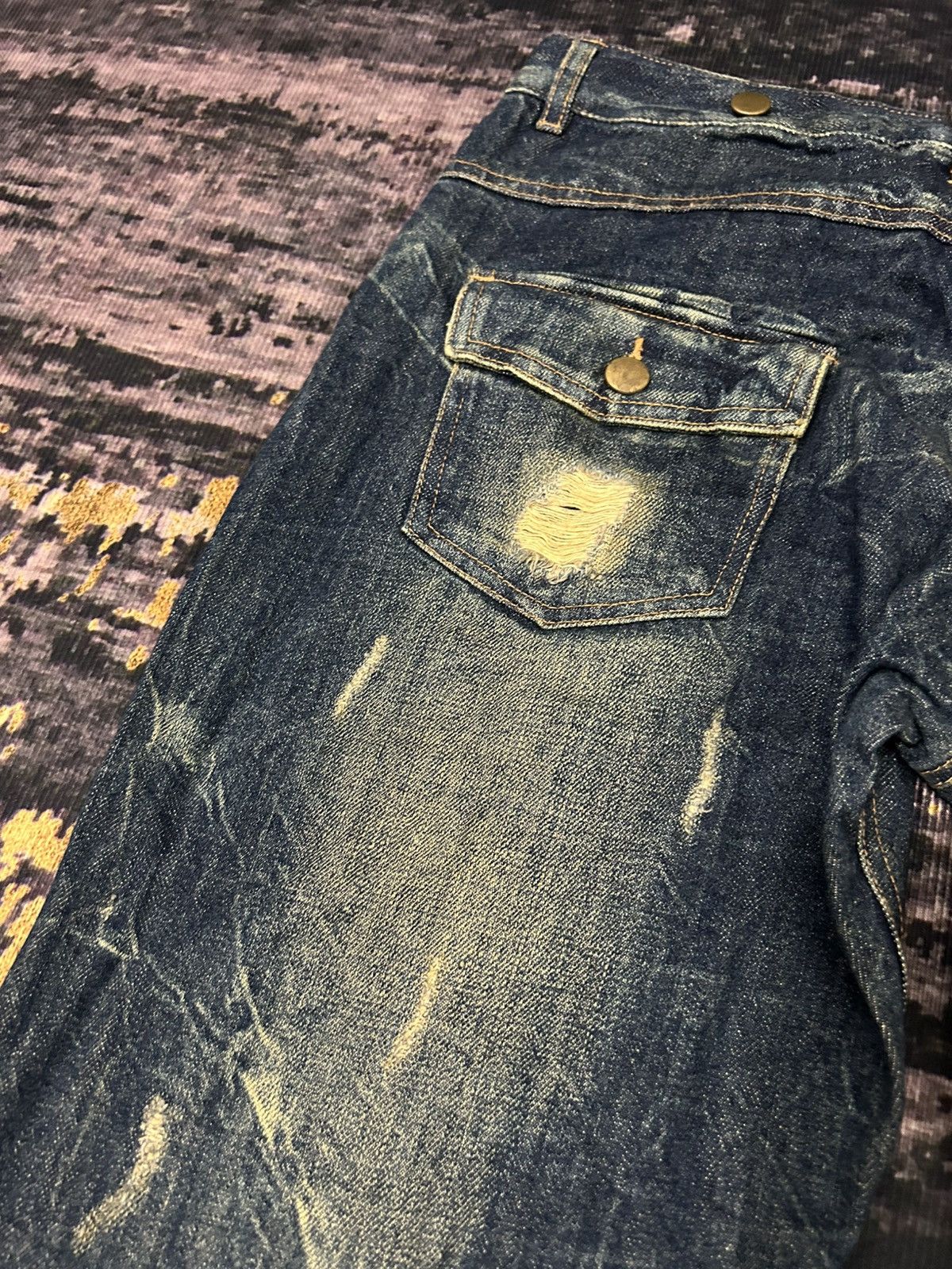 If Six Was Nine Japanese Brand Fur Pocket Back Ripped Jeans Size US 32 / EU 48 - 9 Thumbnail