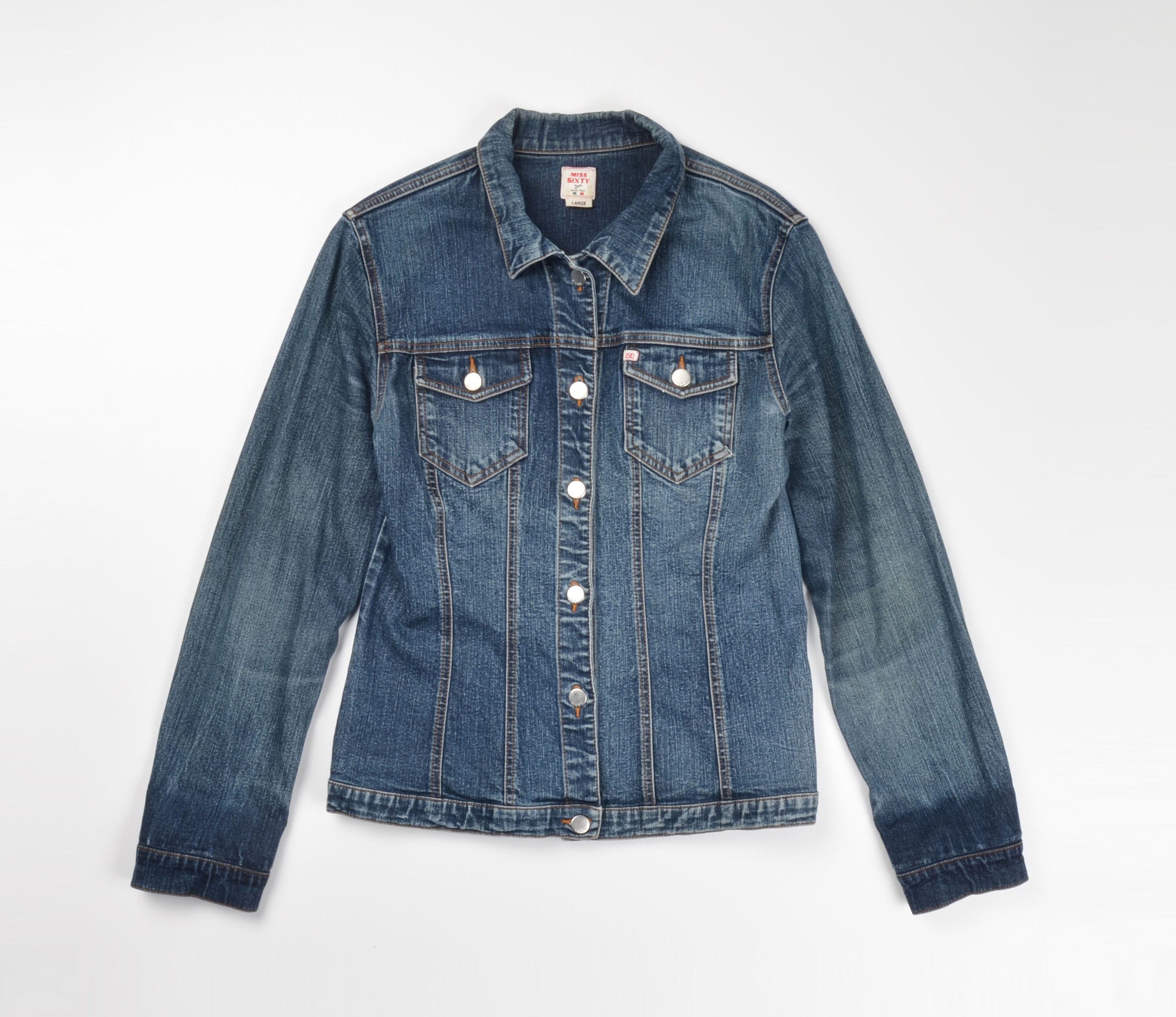 Miss Sixty Vintage Miss Sixty Y2K Faded Denim Trucker Jacket Size L / US 10 / IT 46 - 1 Thumbnail