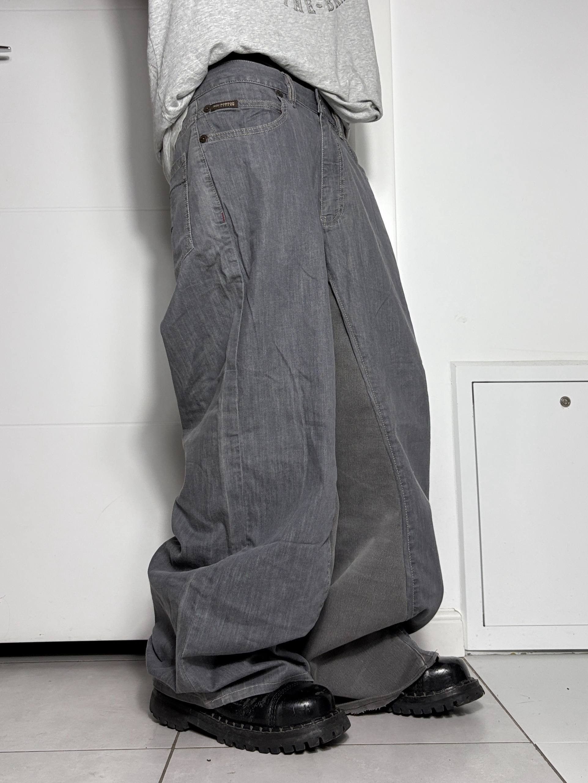 Japanese Brand Faded Gray Jeans – Handmade Y2K Size US 33 - 3 Thumbnail