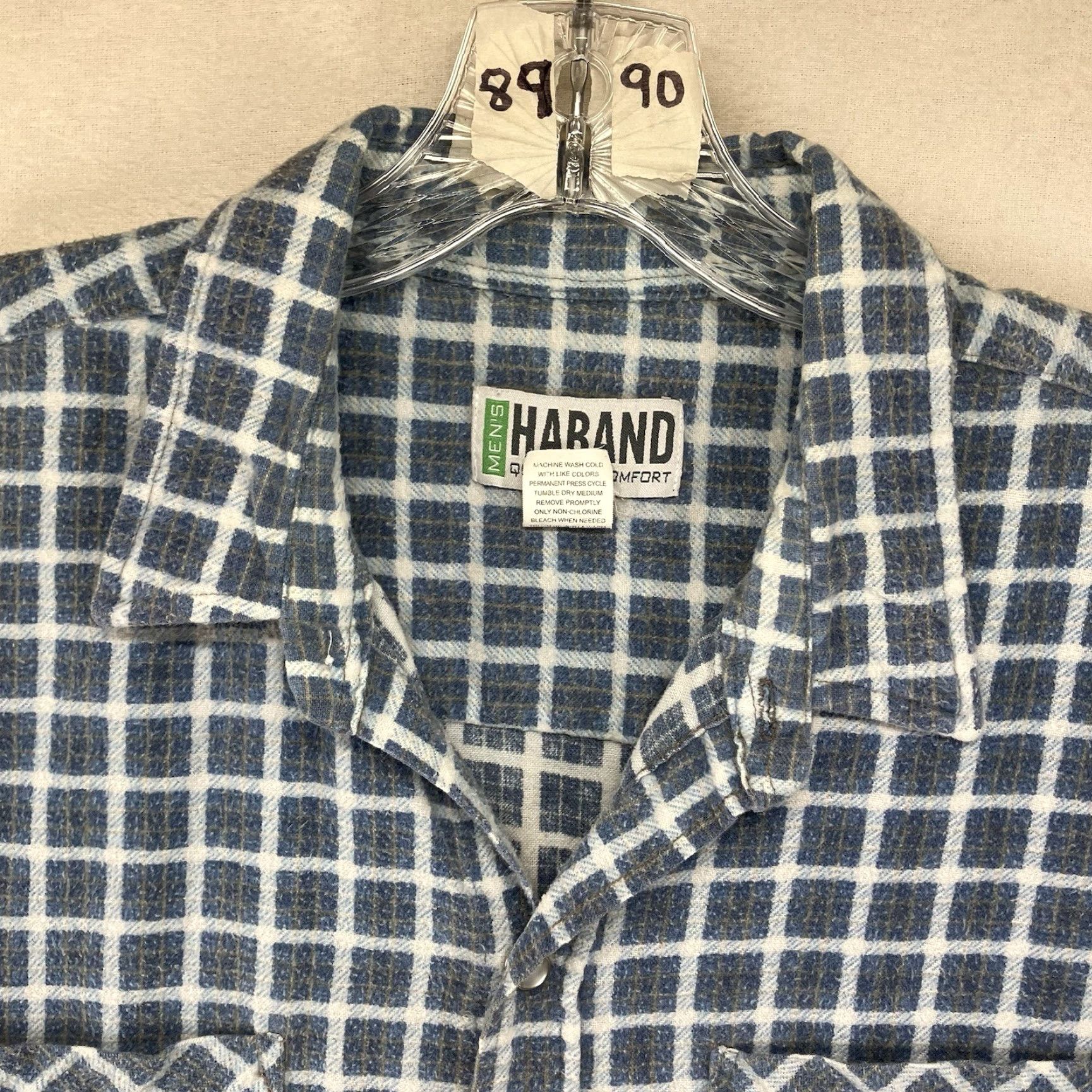 Haband VINTAGE Haband Pearl Snap Flannel Shirt Medium Blue Check Grunge Casual Mens Size US M / EU 48-50 / 2 - 4 Thumbnail