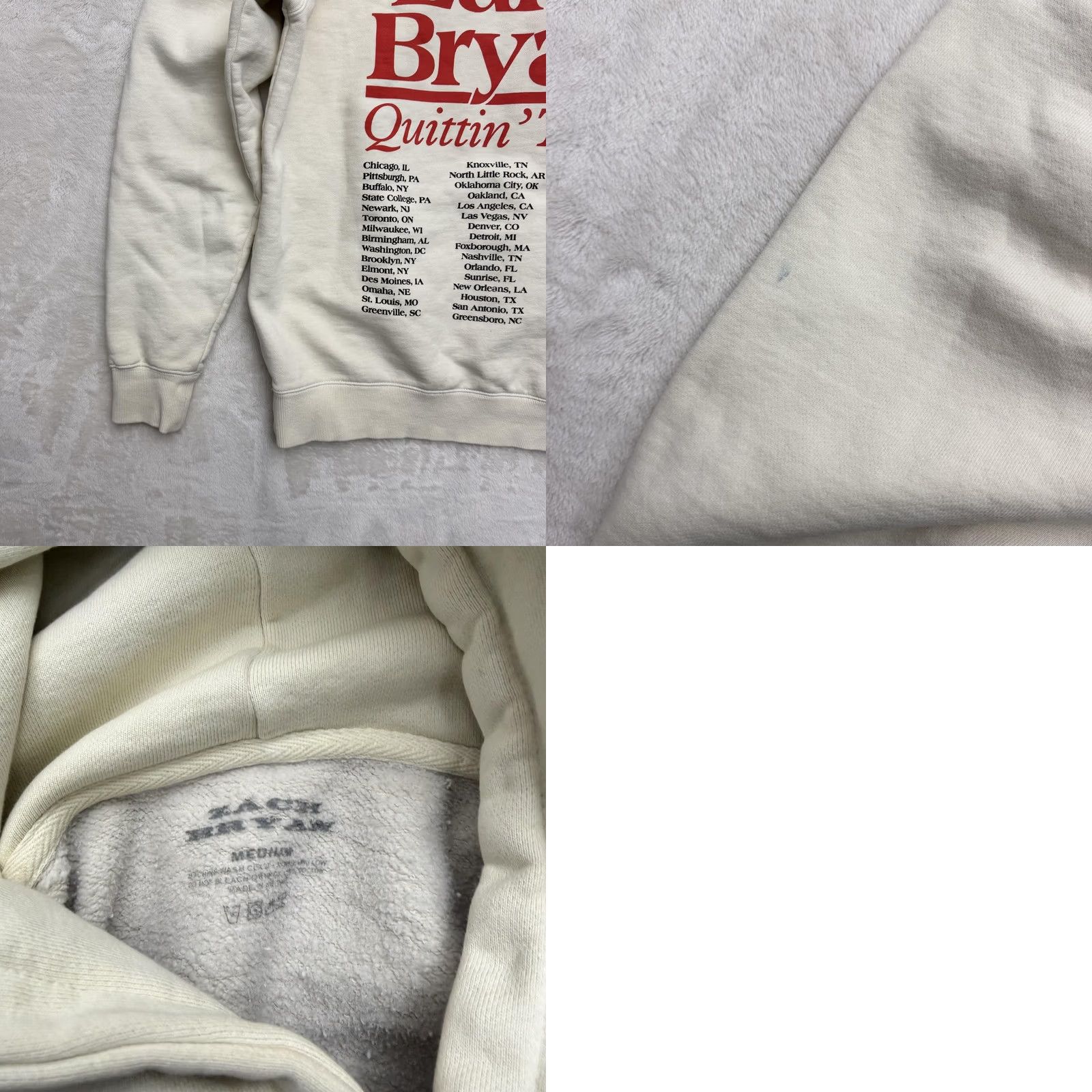Vintage Zach Bryan Sweater Hoodie Mens Medium White Quittin Time Tour Fleece Graphic Size US M / EU 48-50 / 2 - 10 Thumbnail