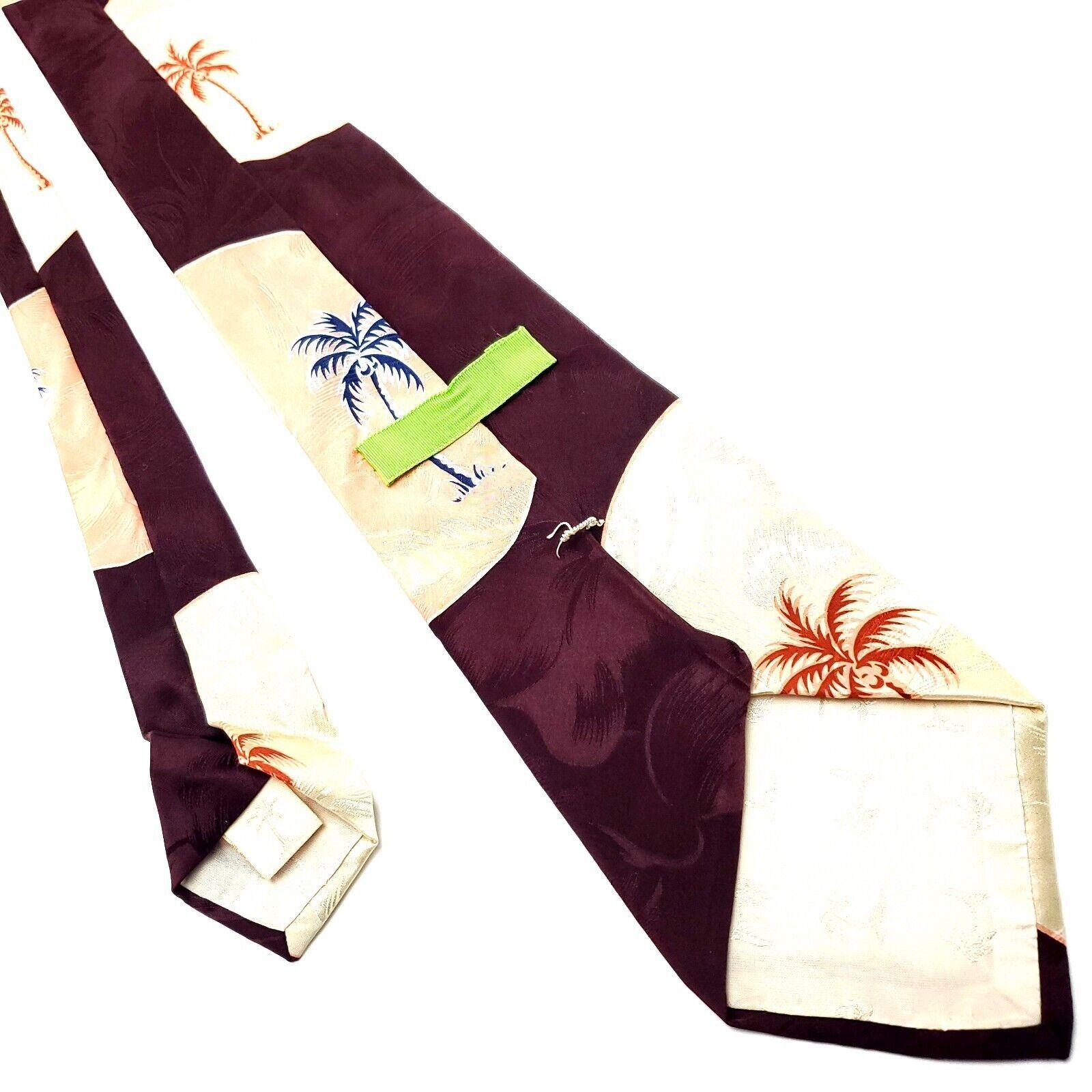 Designer Unbranded Brown Beige Silk Tie Woven Short Wide Floral Size ONE SIZE - 3 Thumbnail