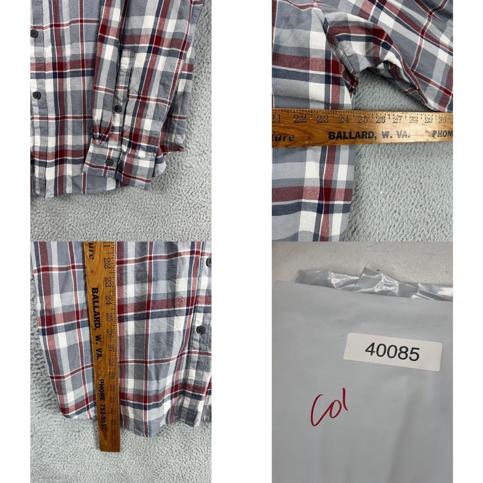 Vintage VINTAGE Columbia Shirt Men XLT Tall Grey Red Plaid Button Up Long Sleeve 100% Cotton NEW Size US XL / EU 56 / 4 - 8 Thumbnail