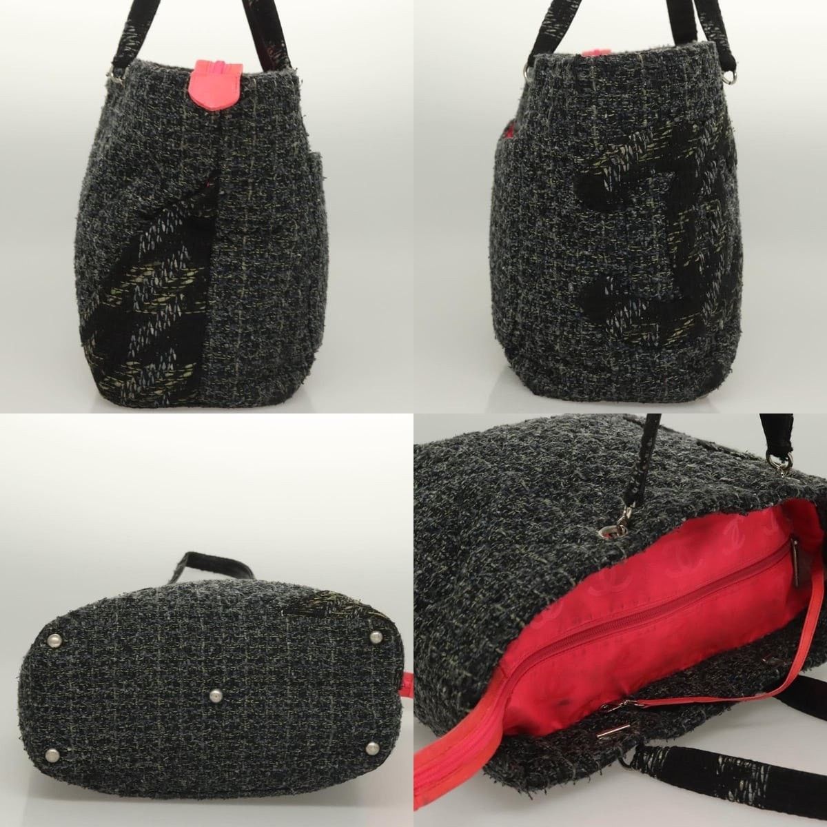 Chanel Chanel Tweed Black Silver CC Tote Bag Size ONE SIZE - 3 Thumbnail
