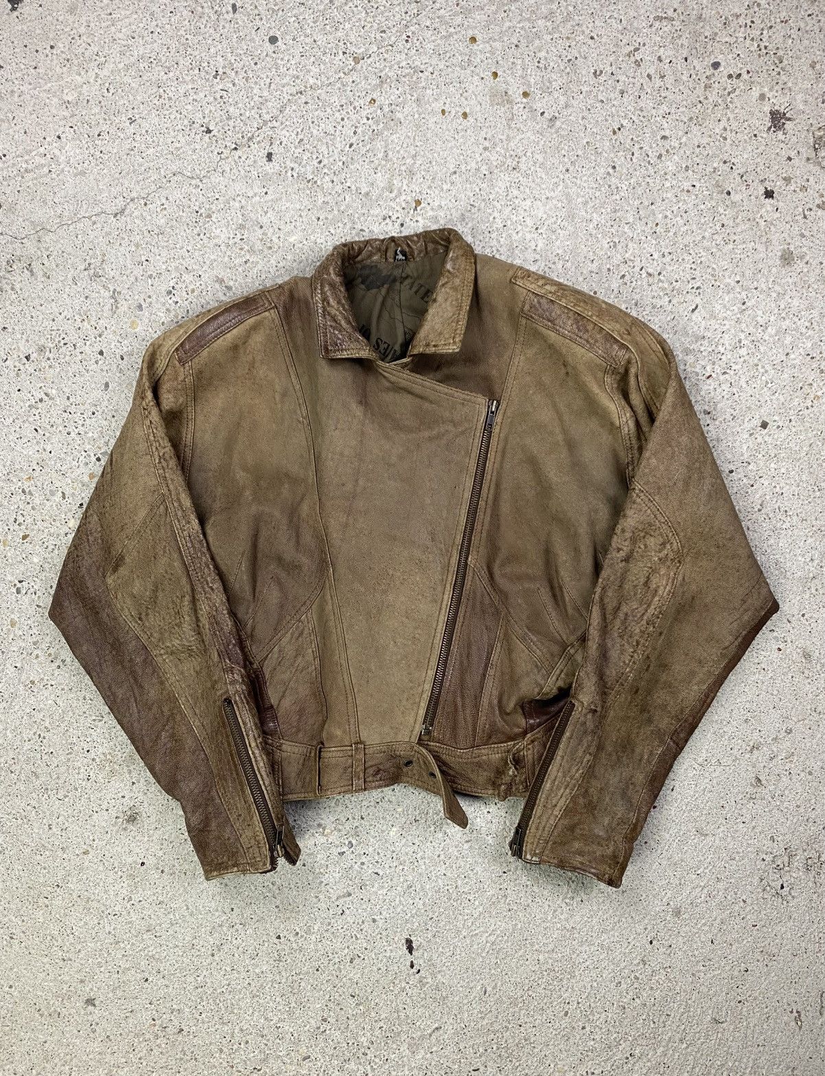Vintage No faith studios leather bomber jacket brown assimetrical Size M / US 6-8 / IT 42-44 - 1 Thumbnail