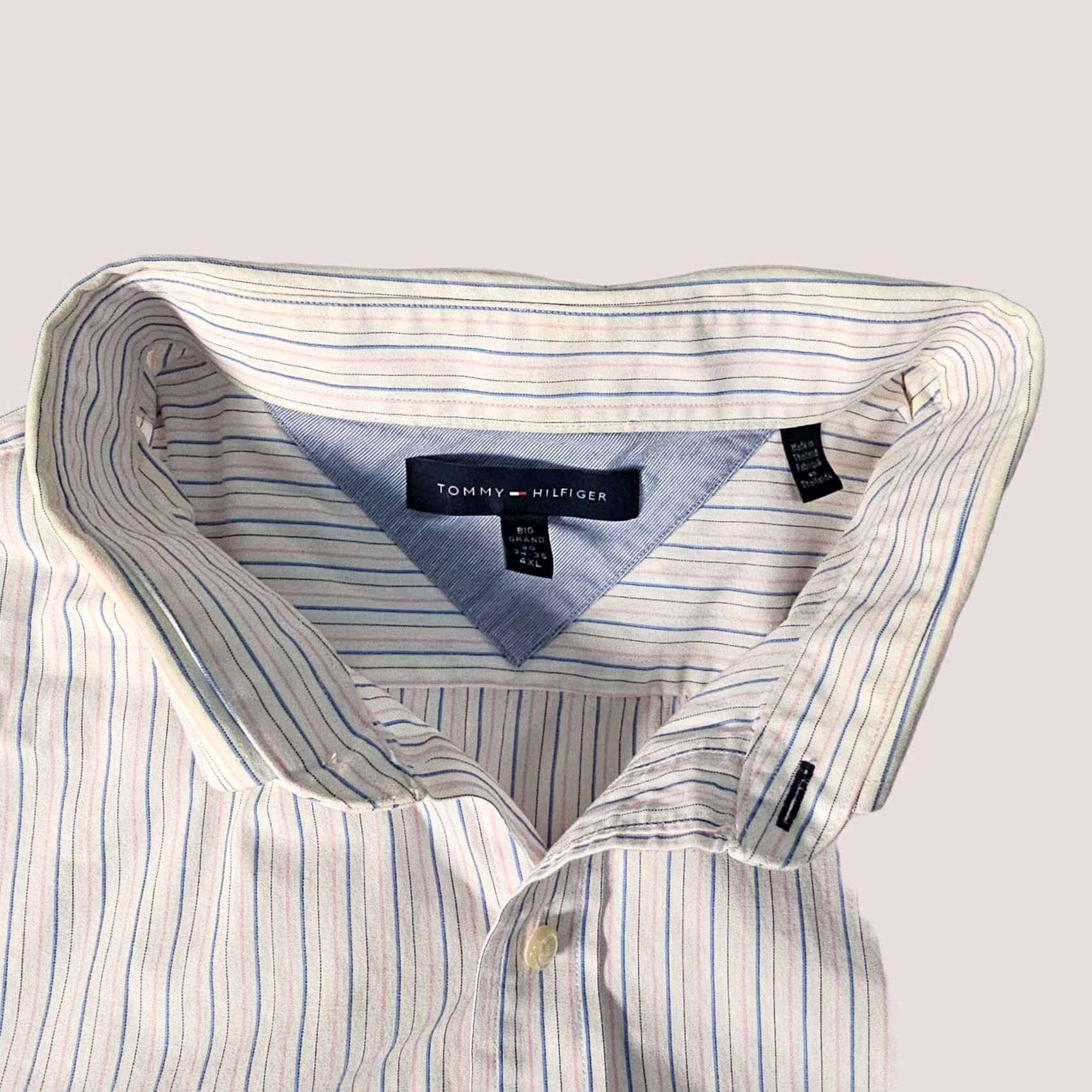 Tommy Hilfiger VINTAGE Tommy Hilfiger Men Button Down Shirt Long Sleeve Cotton White Striped Size 4XL Size US XXL / EU 58 / 5 - 1 Thumbnail