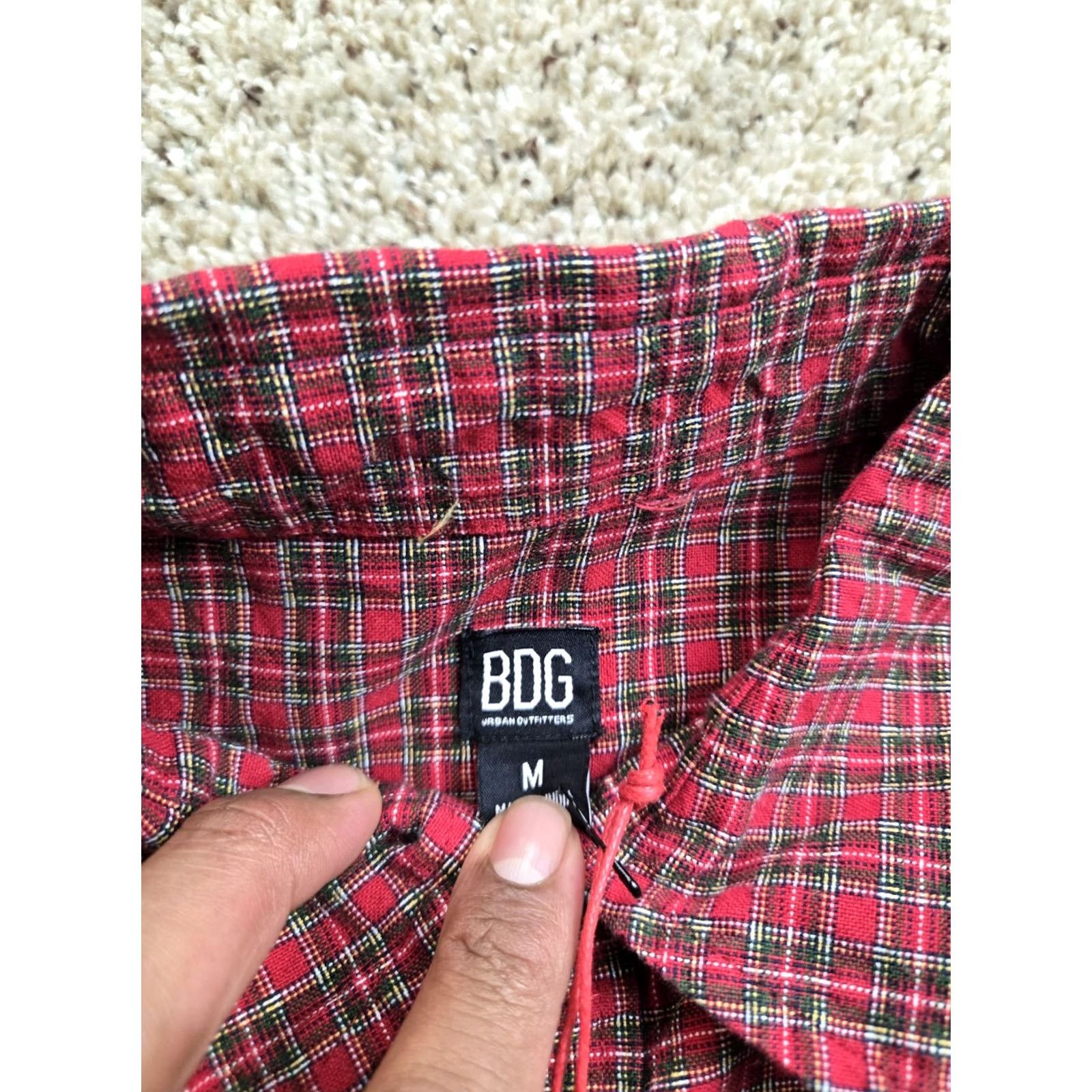 Bdg BDG Shirt Mens Medium Red Heritage Check Oversized Button Up Size US M / EU 48-50 / 2 - 6 Thumbnail