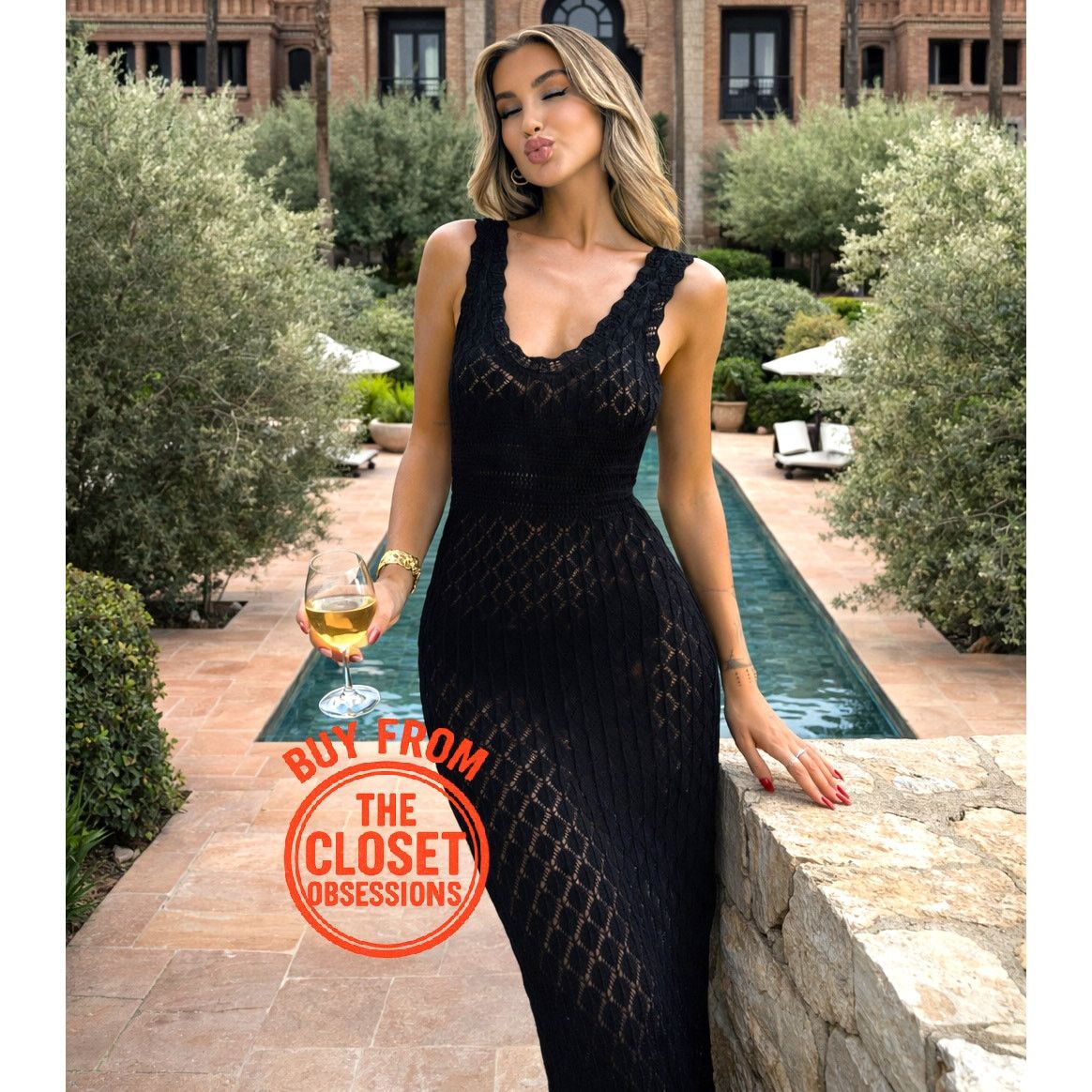 green emerald velvet dress Linnie Openwork Cover-Up Dress White / L main image 1