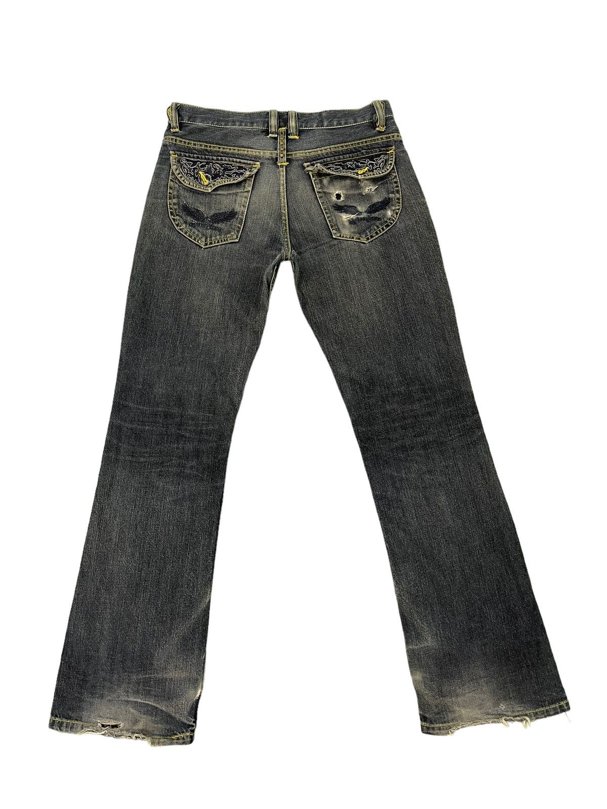 Japanese Brand Flare Jeans Nylaus Distress Low Rise Boot Cut 6🟦3 Size US 32 / EU 48 - 11 Thumbnail