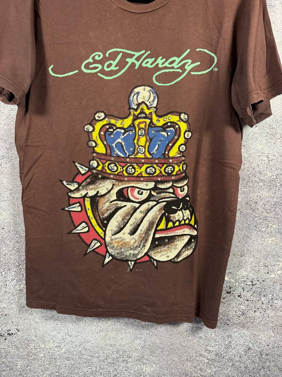 Designer × Ed Hardy × Vintage Don Ed Hardy Brown Bulldog Graphics Printed Logo T-Shirt M Size US M / EU 48-50 / 2 - 5 Thumbnail
