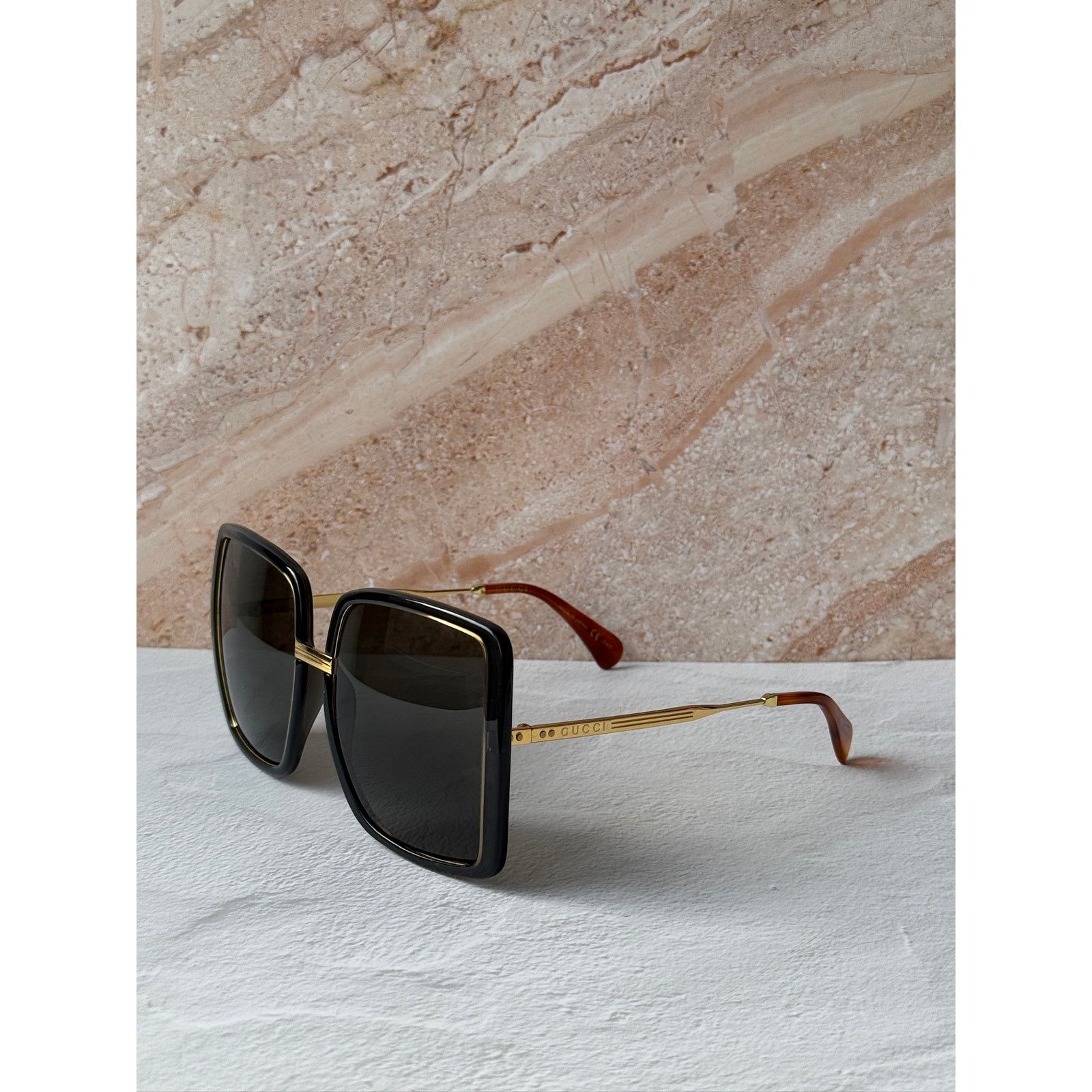 Gucci NEW Gucci GG0903S Black Gold Square Oversized Sunglasses Size ONE SIZE - 7 Thumbnail