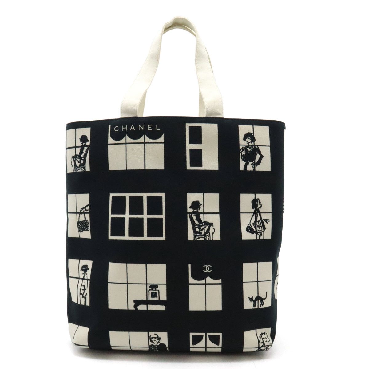 Chanel Chanel Chanel Canvas Windows Line Coco Mark Tote Bag Canvas Tote Bag in Great Condition Size ONE SIZE - 1 Thumbnail