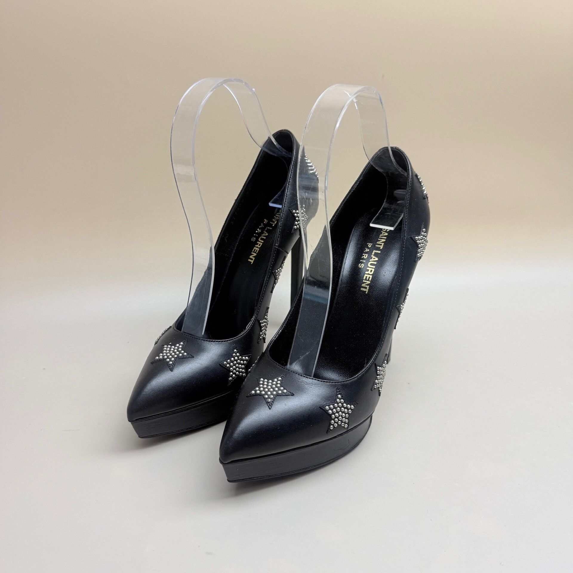 Yves Saint Laurent YSL Star Rhinestone Platform Heels Size US 5.5 / IT 35.5 - 1 Thumbnail