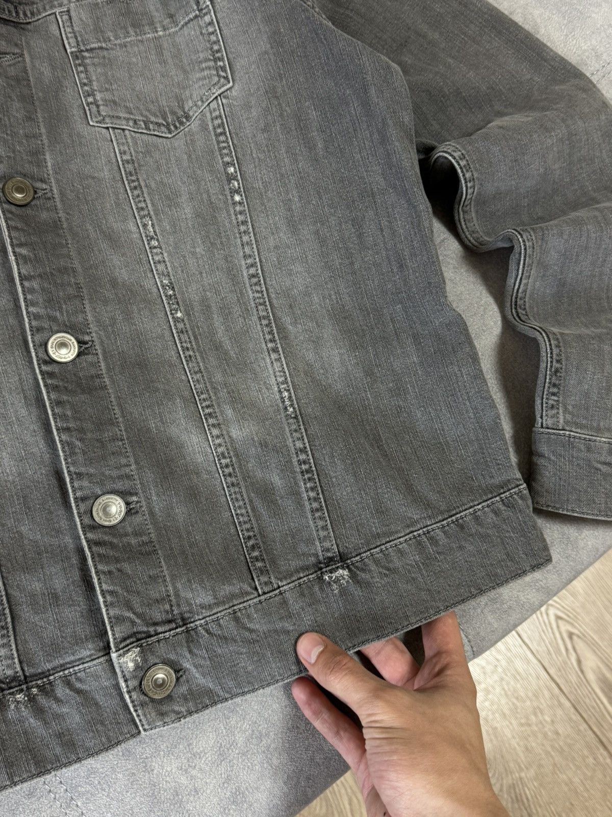 Allsaints × Designer Vintage AllSaints denim suede Y2K jeans jacket size L Size US L / EU 52-54 / 3 - 5 Thumbnail