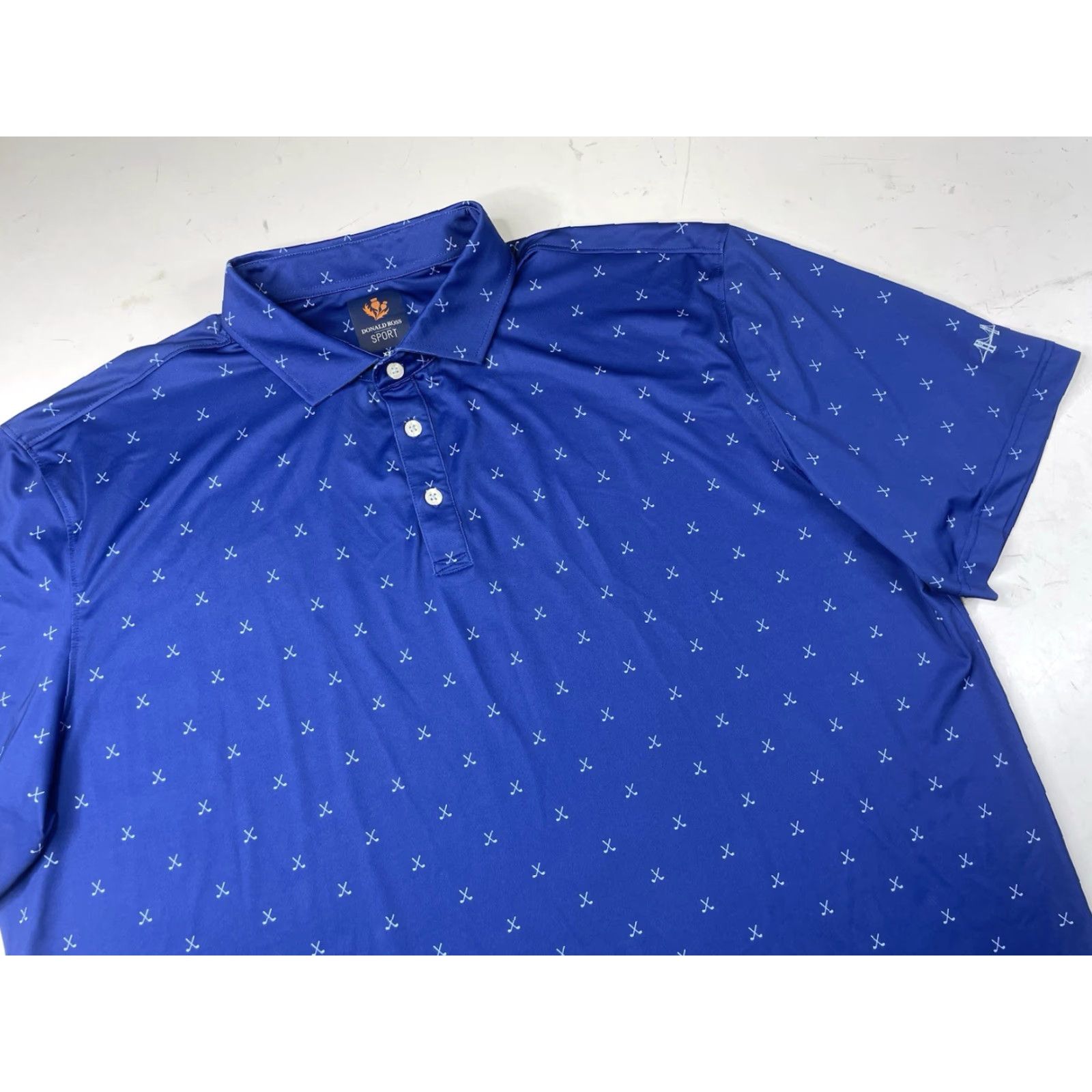 Vintage Donald Ross Polo Shirt XXL AOP Geometric Performance Blue Golf Sport Mens Size US XXL / EU 58 / 5 - 2 Thumbnail