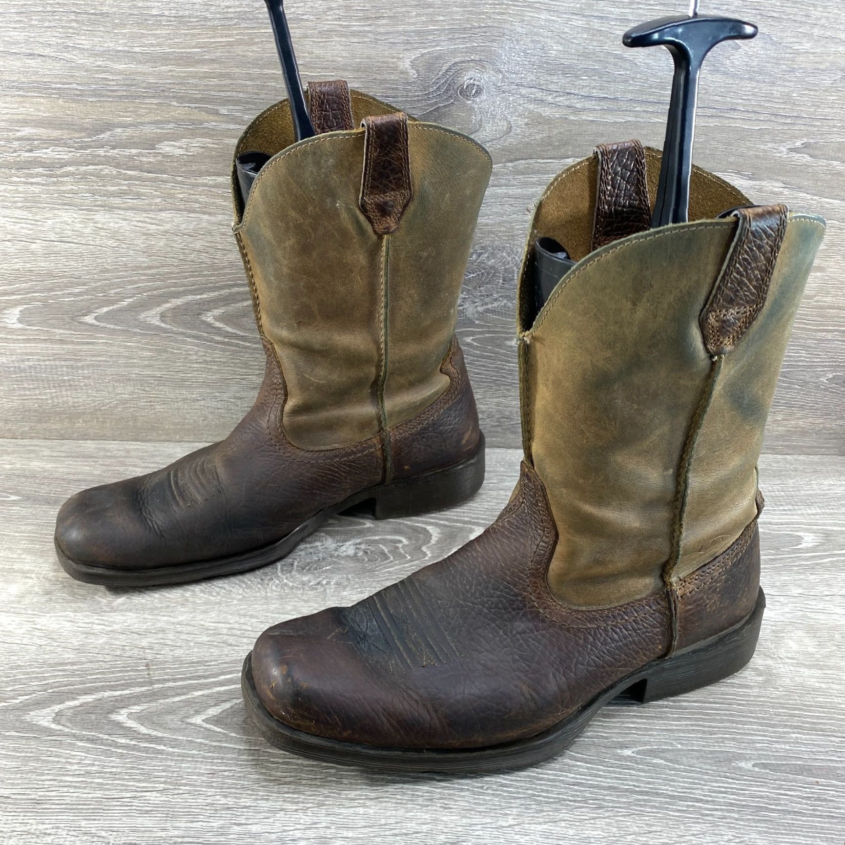 Ariat Ariat Mens 12 Earth Brown Bomber Leather Cowboy Boots Square Toe Western Rambler - Boots 12 Mens Brown Leather Western Cowboy Ariat Size US 12 / EU 45 - 6 Thumbnail