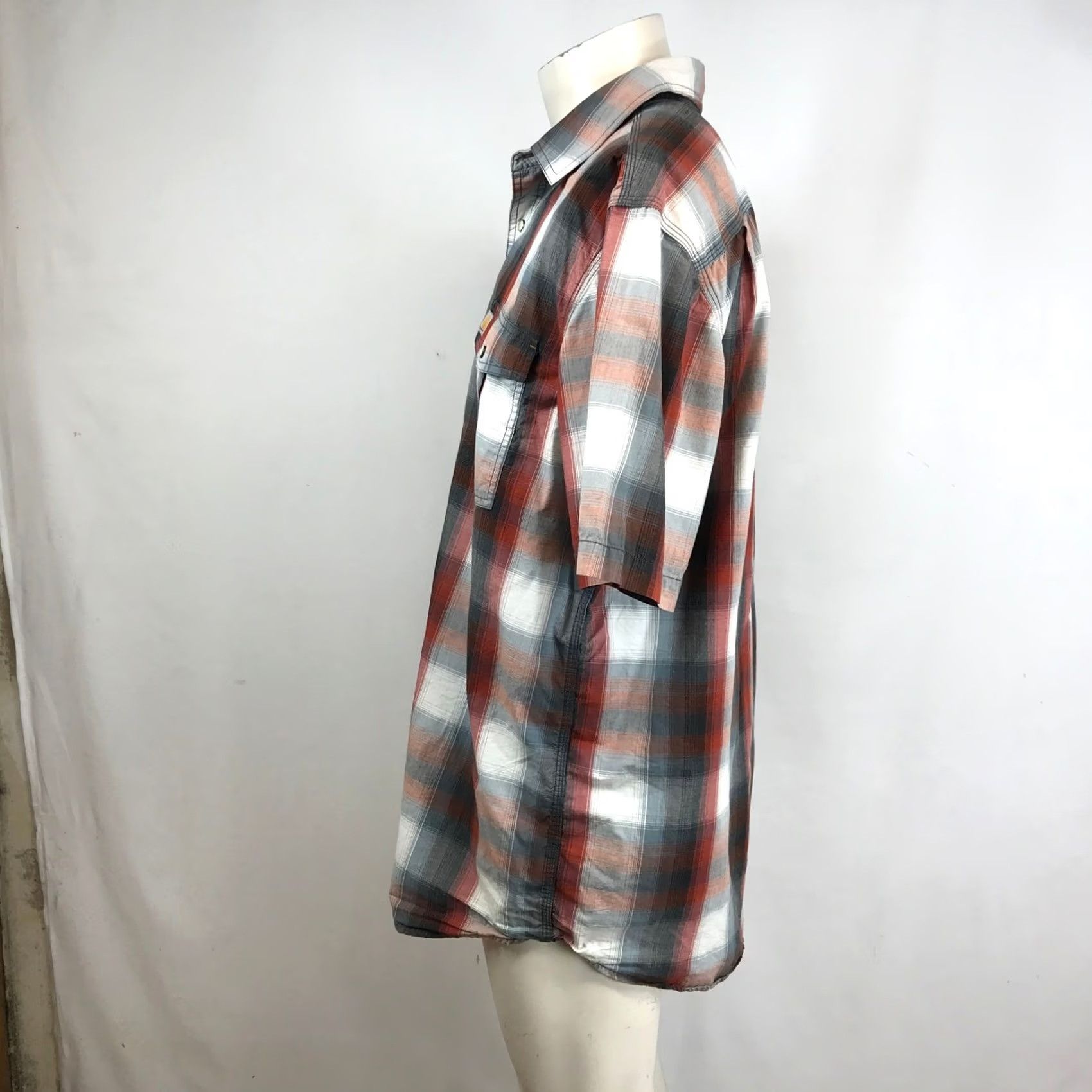 Carhartt Carhartt Mens Relaxed Fit Short Sleeve Plaid Shirt Red Gray L T Size US L / EU 52-54 / 3 - 7 Thumbnail