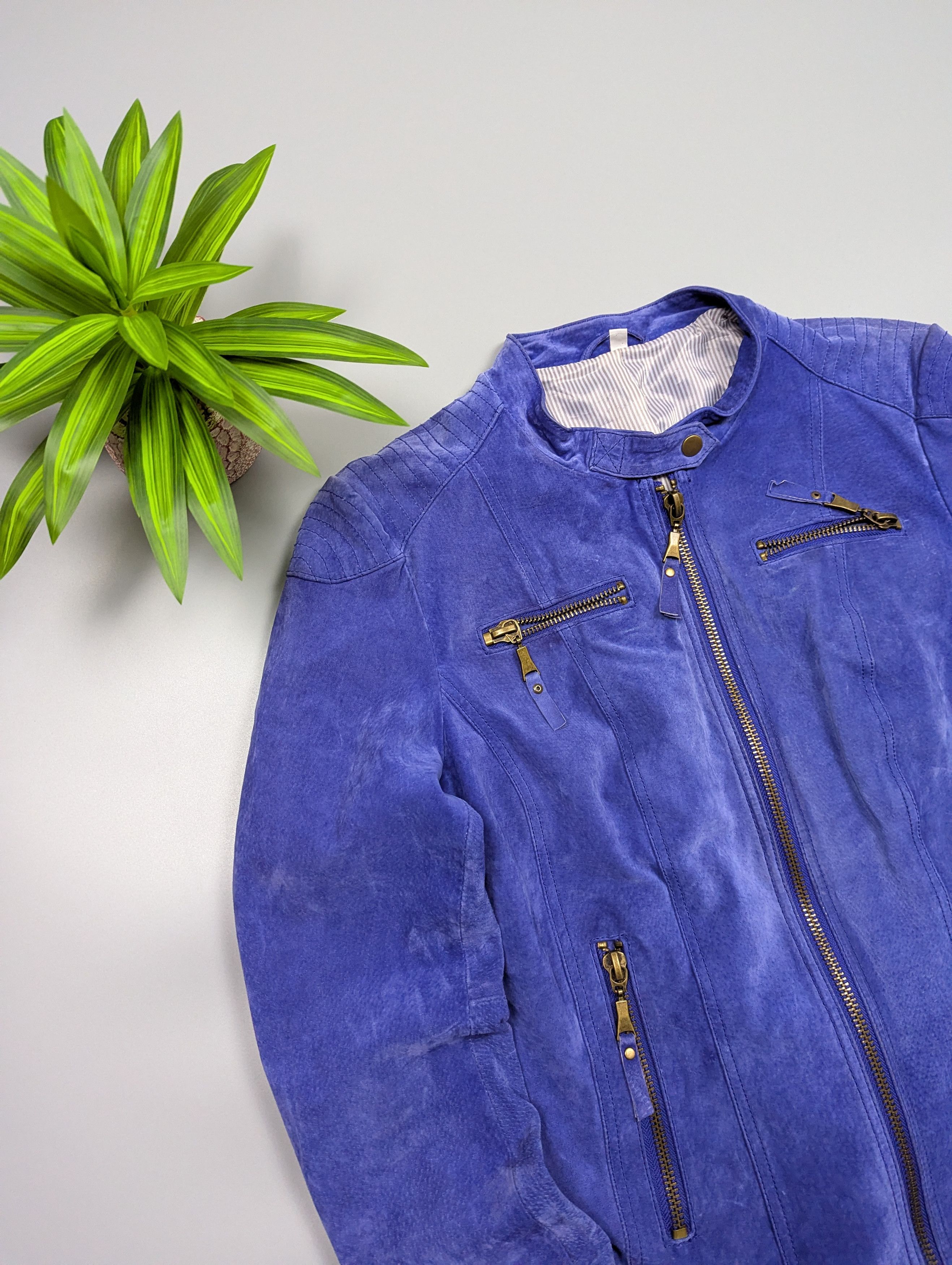 Vintage Vintage Women’s Purple Real Leather Biker Jacket Size M / US 6-8 / IT 42-44 - 5 Thumbnail