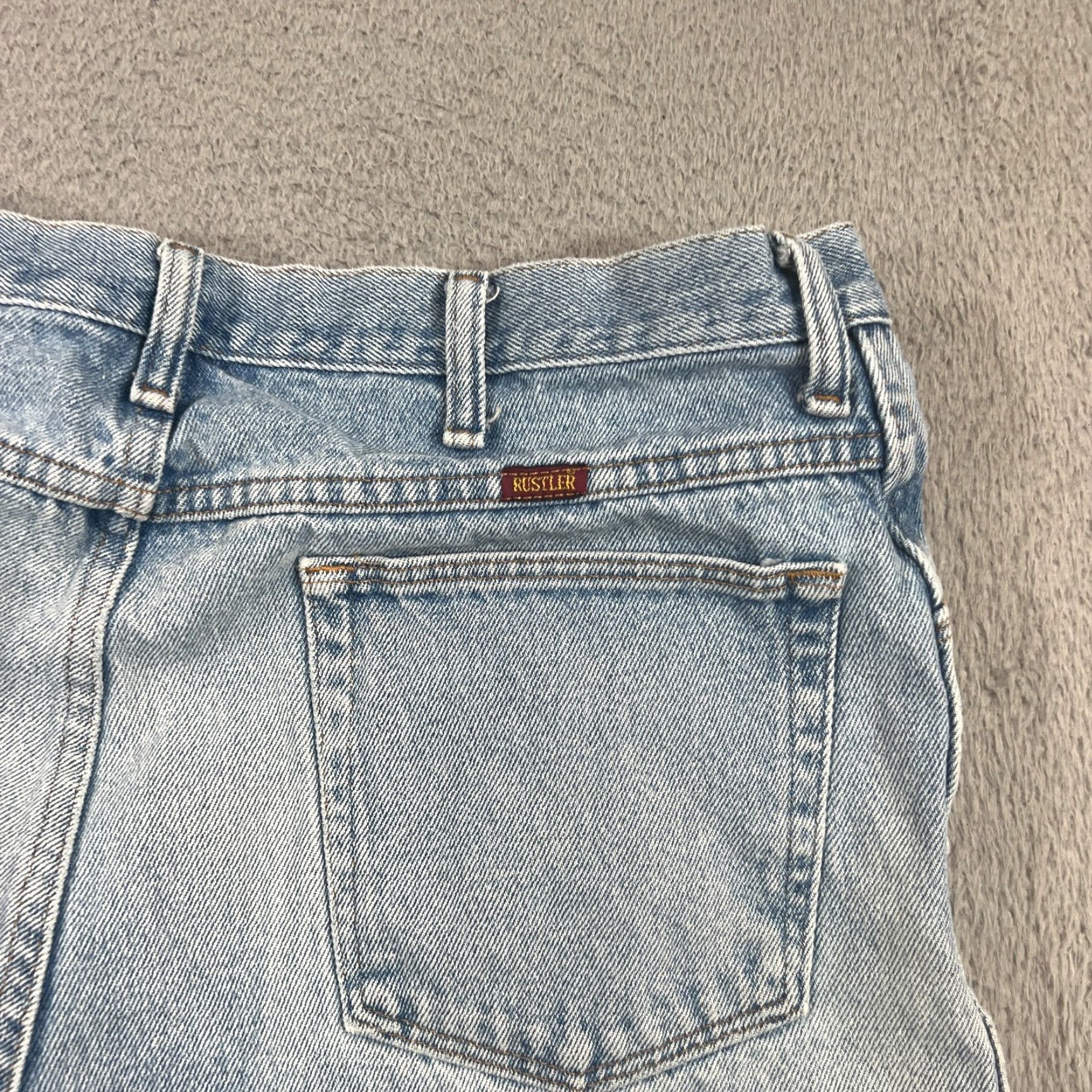 Denime VINTAGE Rustlers Men Shorts Bermuda 35 Blue Denim 9" Casual Travel Spring Summer Size US 35 - 7 Thumbnail