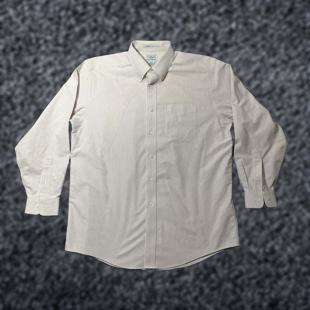 Vintage VINTAGE L.L. Bean Dress Shirt Striped Red Long Sleeve Mens 16 Wrinkle Resistant Button-Up Collared Case-Study: Not Applicable Size 42R - 1 Thumbnail