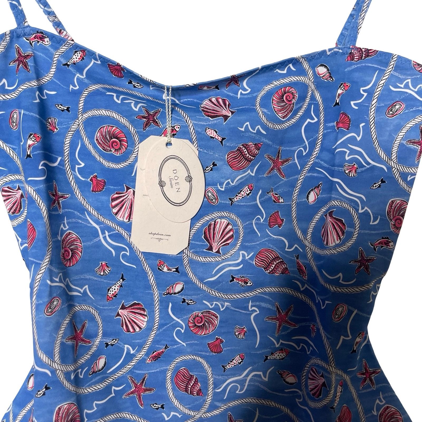 DOEN Doen Marbella maillotone swimsuit blue shell liberty L Size ONE SIZE - 5 Thumbnail