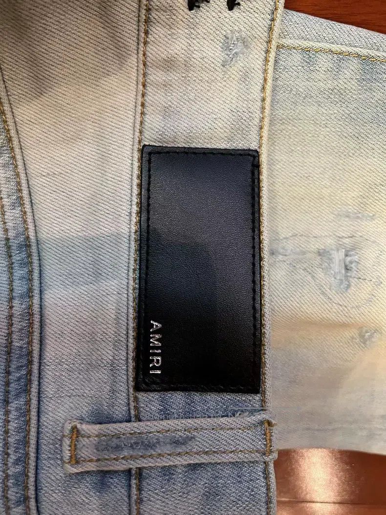 Amiri Amiri Classic Striped Glitter Destroyed Blue Bull Size 31 Size US 31 - 3 Thumbnail
