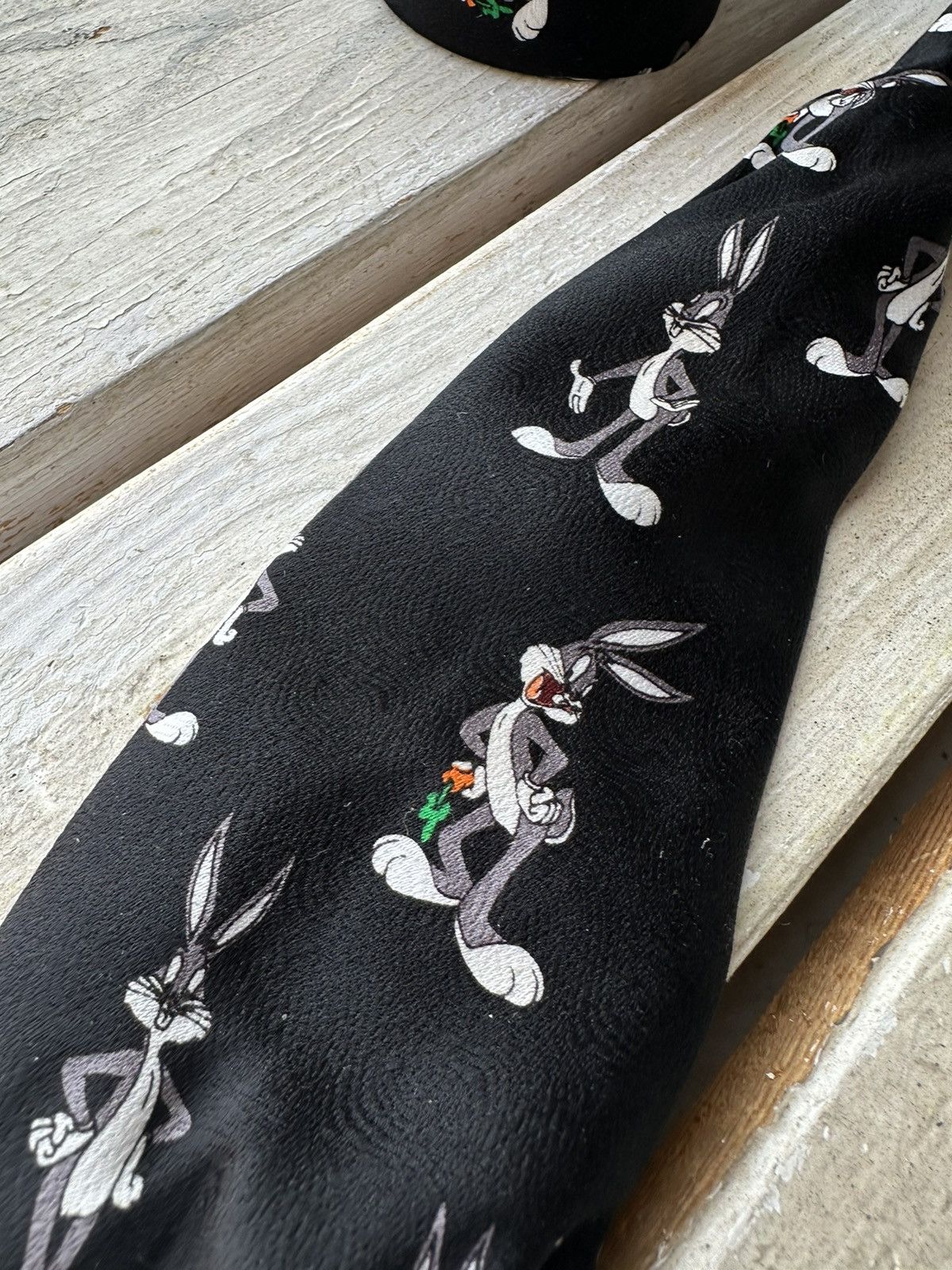 Disney × Vintage vintage 1998 LOONEY TUNES Disney print neck Rare Black tie Size ONE SIZE - 7 Thumbnail