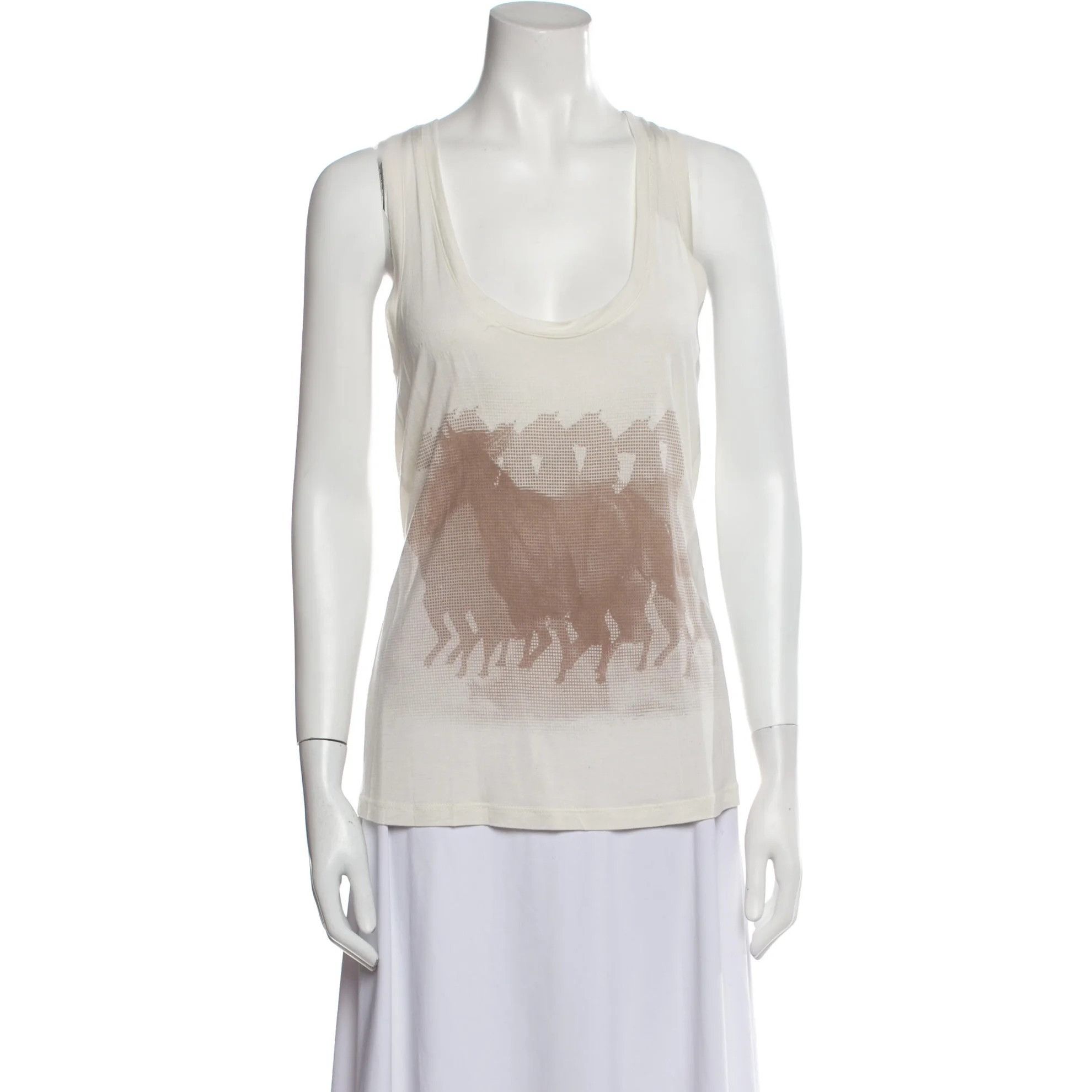 Haute Hippie Haute Hippie Horse Print Ivory Racerback Tank Top Size XS / US 0-2 / IT 36-38 - 1 Thumbnail