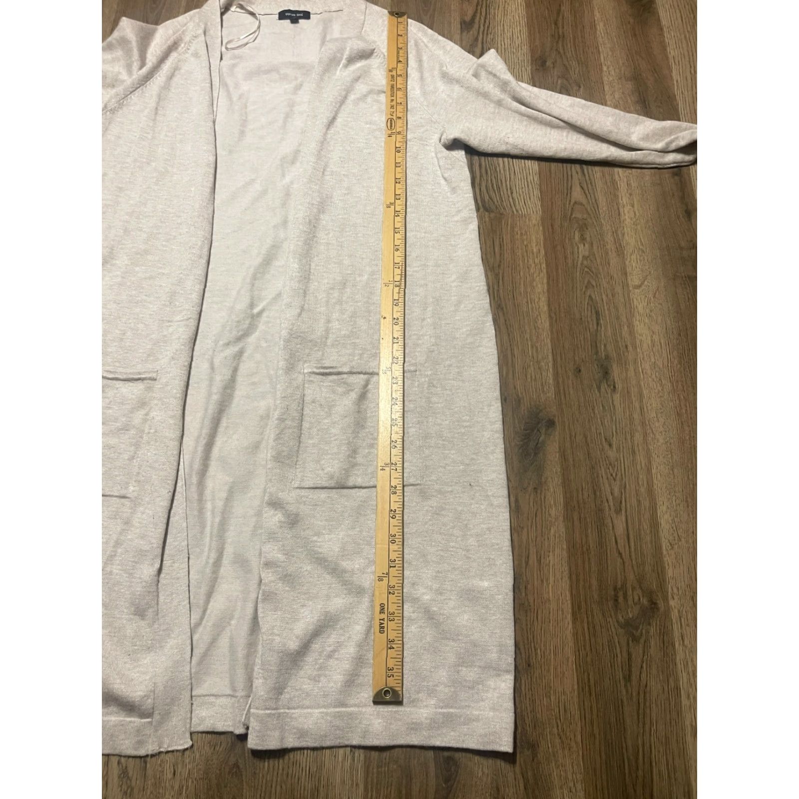 Vintage Verve Ami Sweater Cardigan Women's XL Tan Long Open w/ Pockets Regular Boyfriend Style Autumn Fall Size XL / US 12-14 / IT 48-50 - 6 Thumbnail