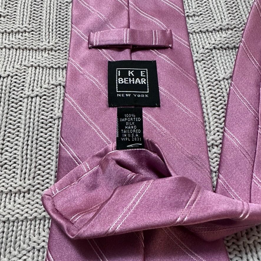 Ike Behar Ike Behar pink monotone striped silk tie Size ONE SIZE - 3 Thumbnail