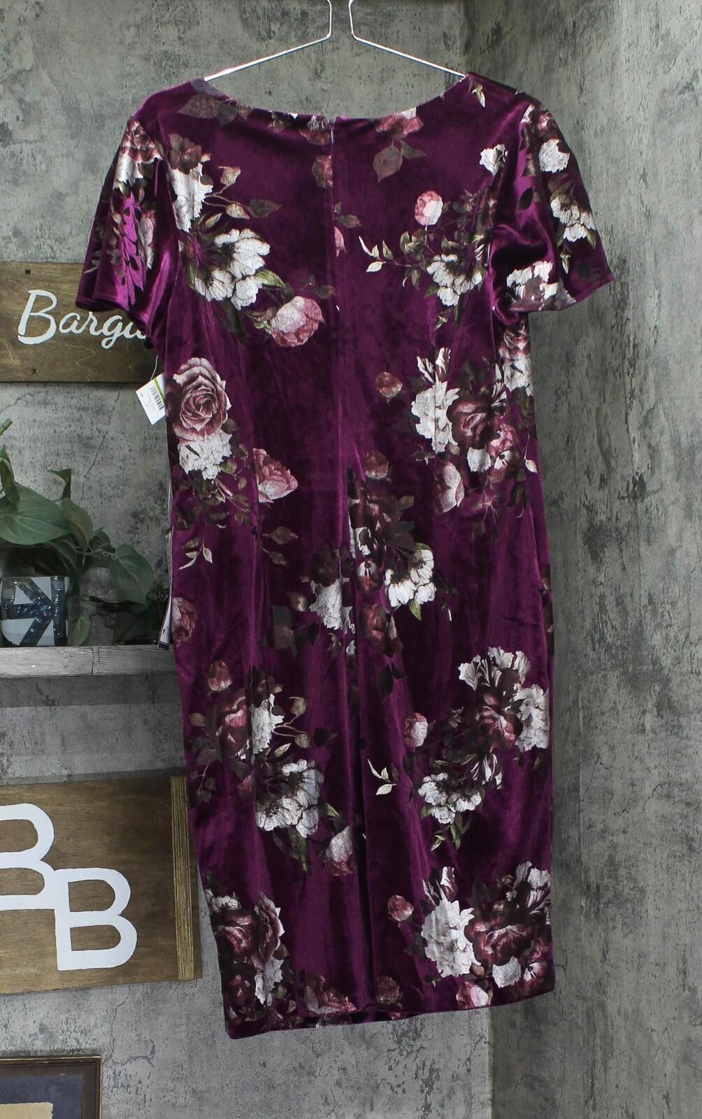 Todd Snyder Nwt Slny Velvet Floral Print Dress Magenta Purple Multi 14 Size XL / US 12-14 / IT 48-50 - 2 Thumbnail