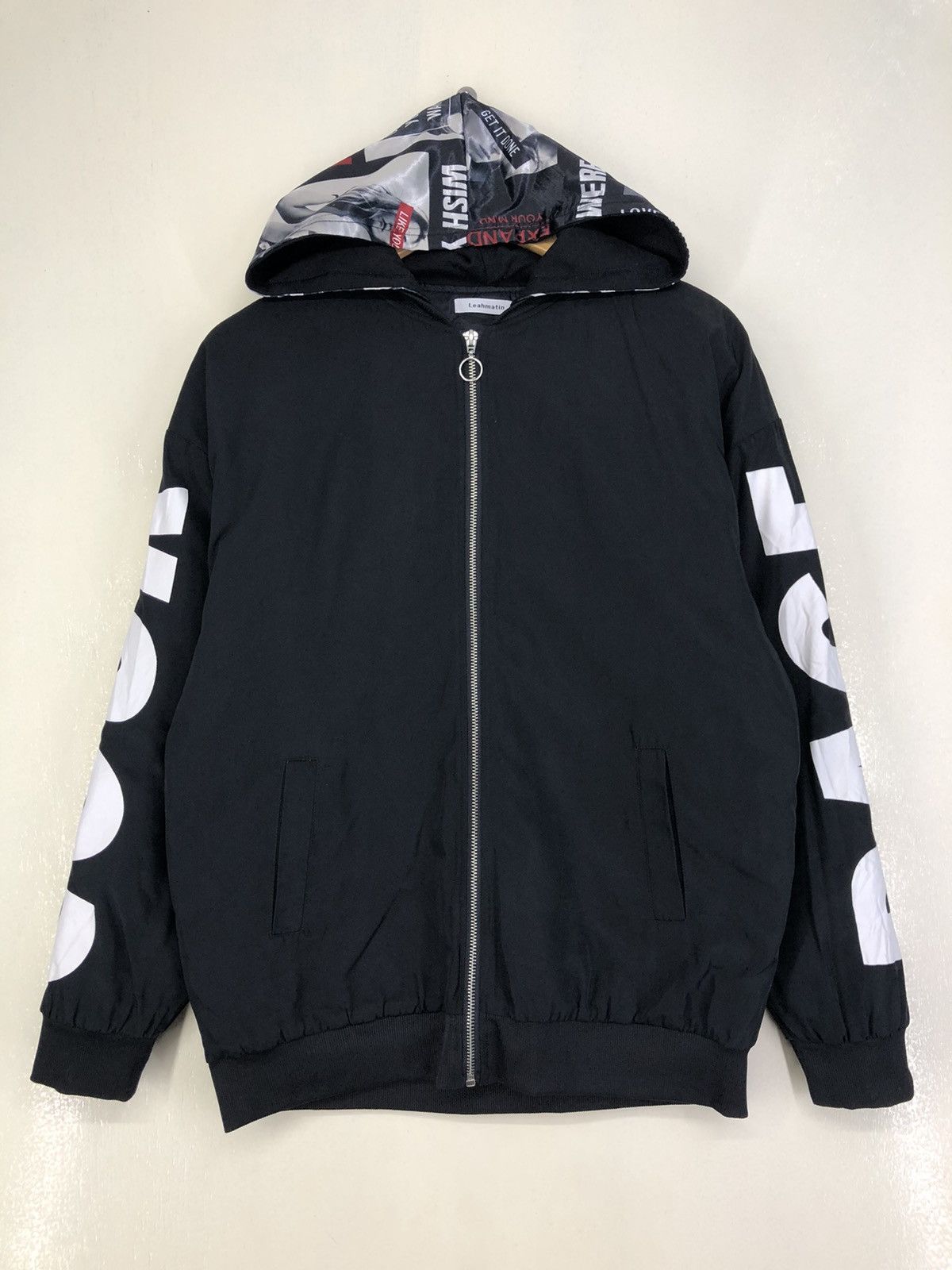 image of Archival Clothing Leahmatin Hooded Bomber Jacket in Black, Men's (Size Medium)