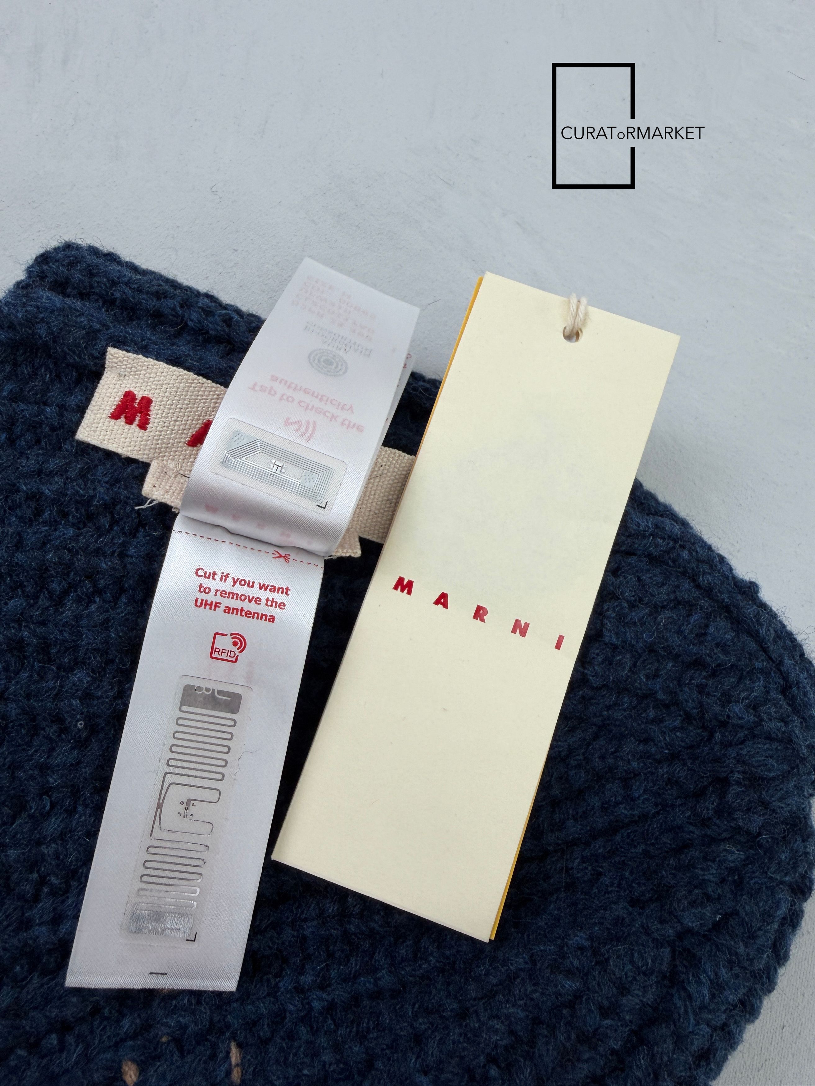 Marni M Distressed Embroidered Fisherman Shetland Wool Beanie FW25 Size ONE SIZE - 7 Thumbnail