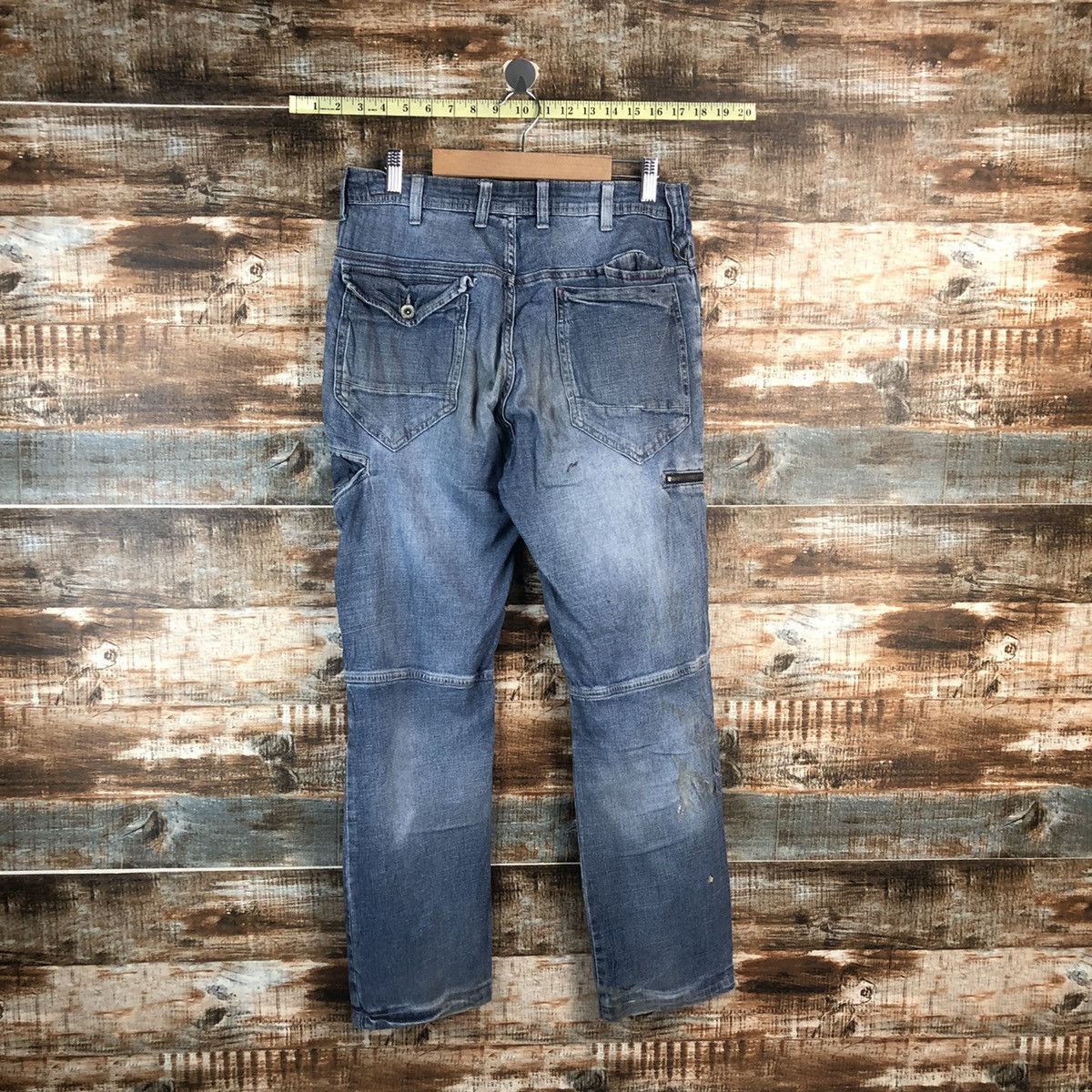 Japanese Brand Aero Light Bleu Distressed Denim Pants #A2108 Size US 32 / EU 48 - 15 Thumbnail
