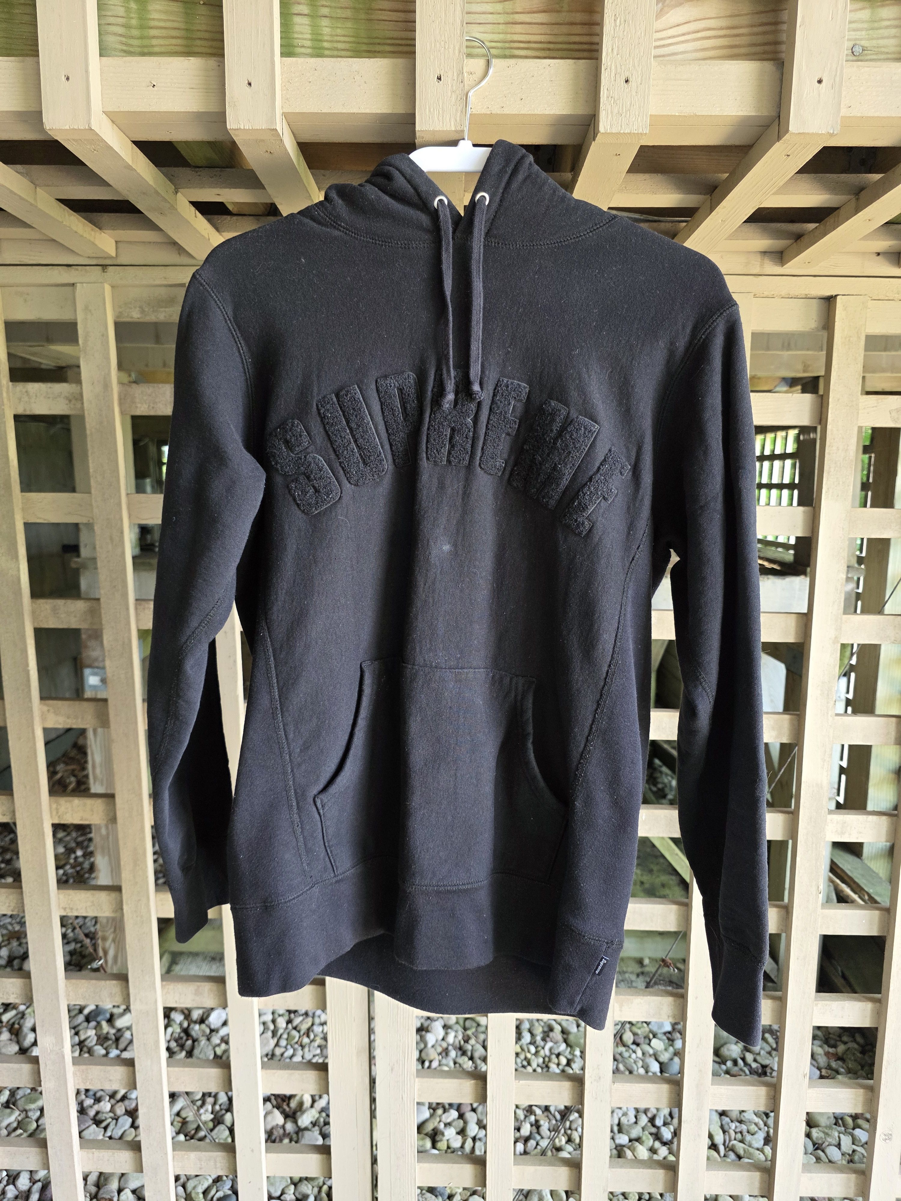 Supreme Supreme Embroidered Chenille Hoodie Black | Grailed