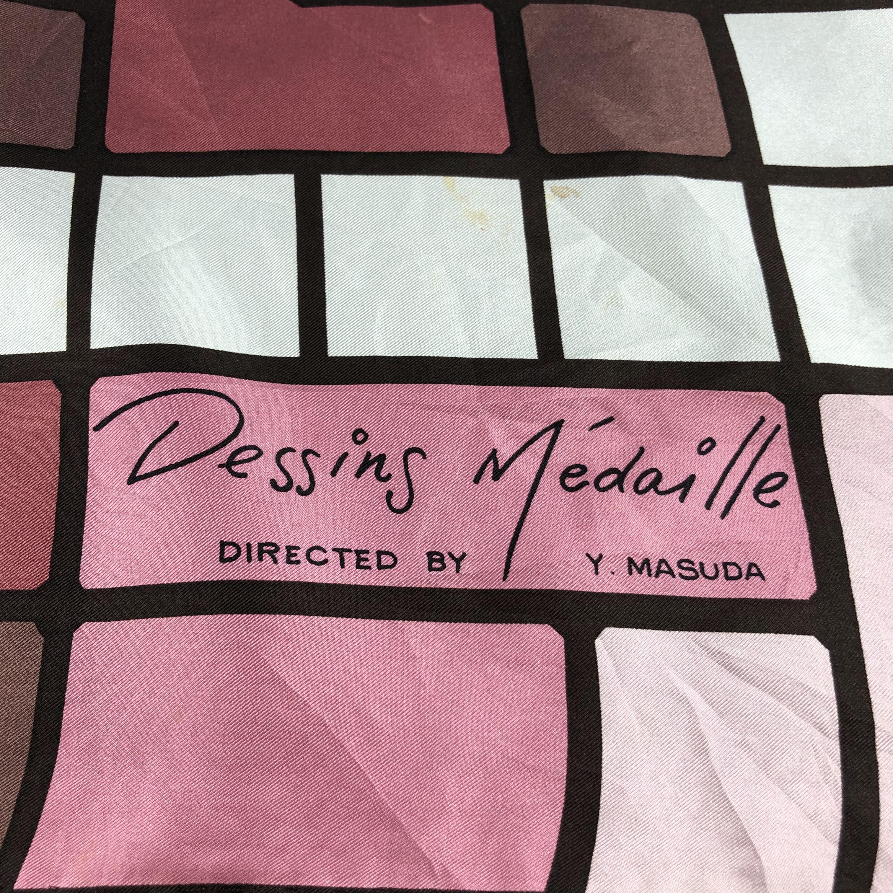 Vintage Vintage Dessins Medaille by Y. Masuda Silk Scarf M367 Size ONE SIZE - 4 Thumbnail