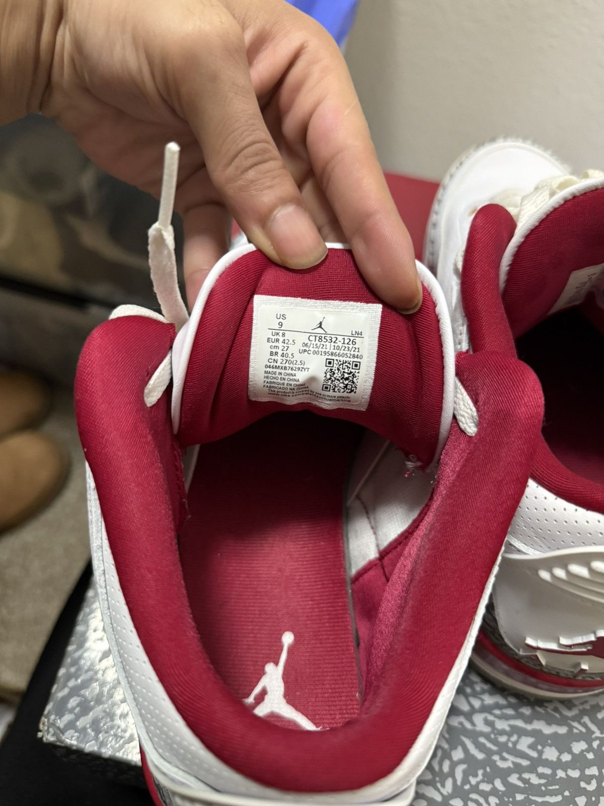Jordan Brand Jordan 3 Cardinal Reds Size US 9 / EU 42 - 5 Thumbnail