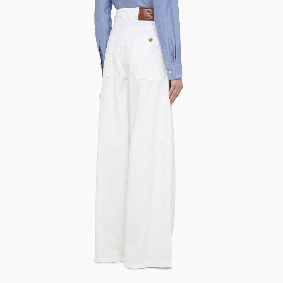 Etro o1d2blof0824 Wide Denim Trousers in White Size 25" / US 0 / IT 36 - 4 Thumbnail
