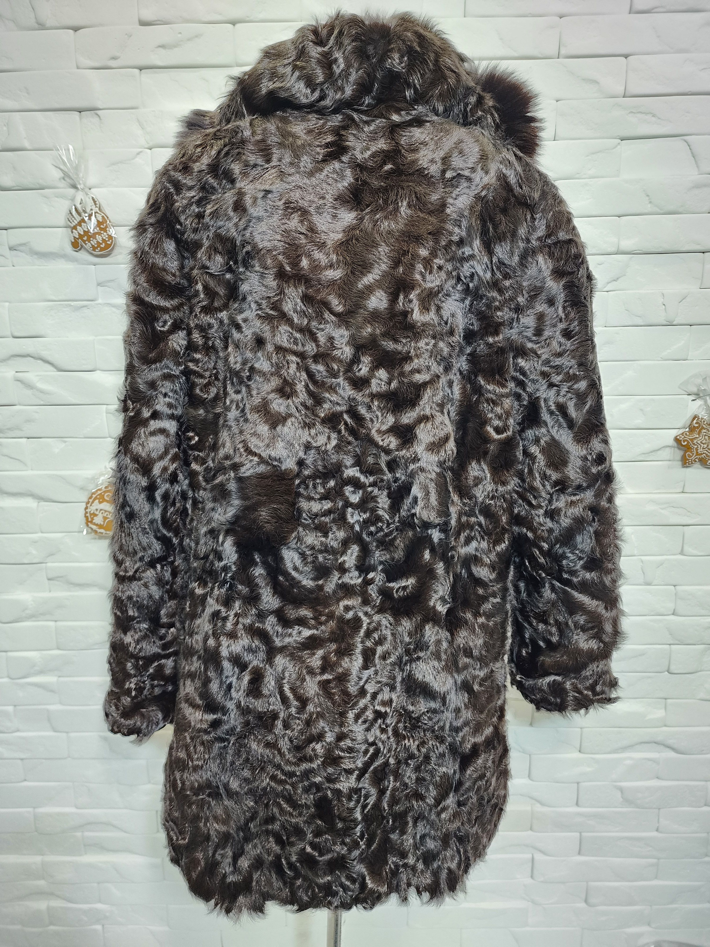 Furla Black Goat Fur Coat: Women's Warm Hooded Outerwear Size L / US 10 / IT 46 - 5 Thumbnail